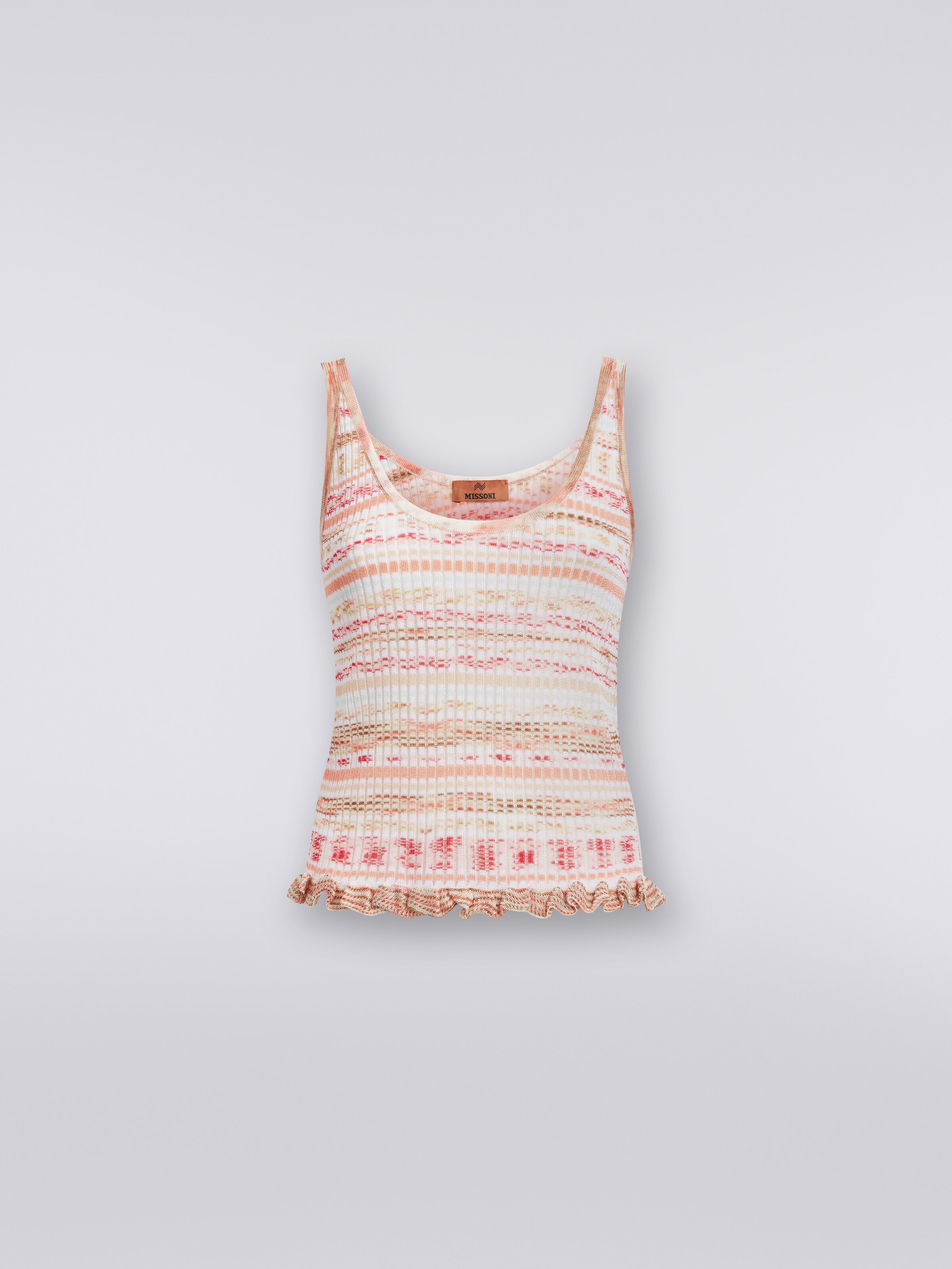 Tank top in slub ribbed viscose , Multicoloured  - 0