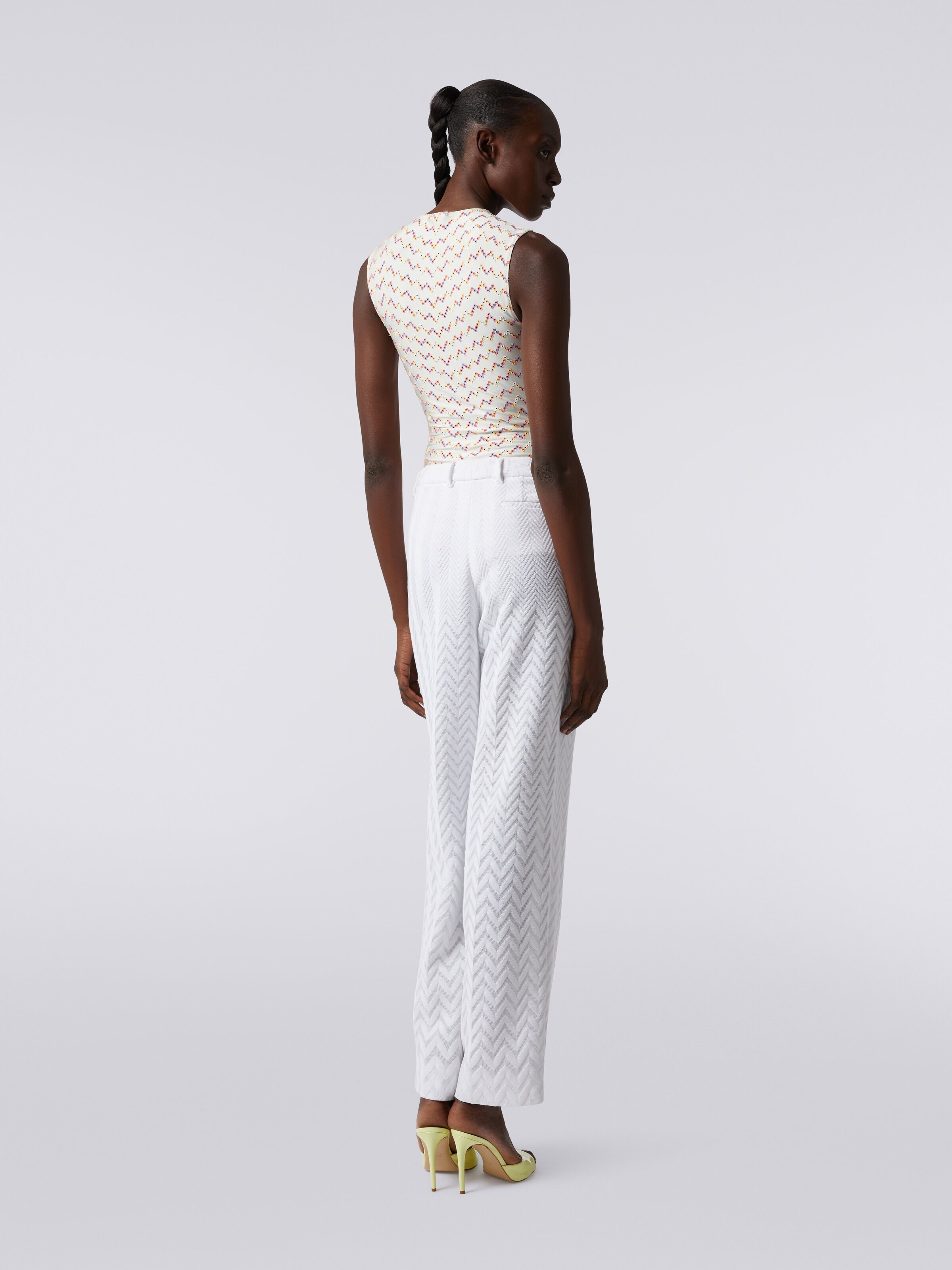 Sleeveless crew-neck bodysuit with eyelet lace, Multicoloured  - 3