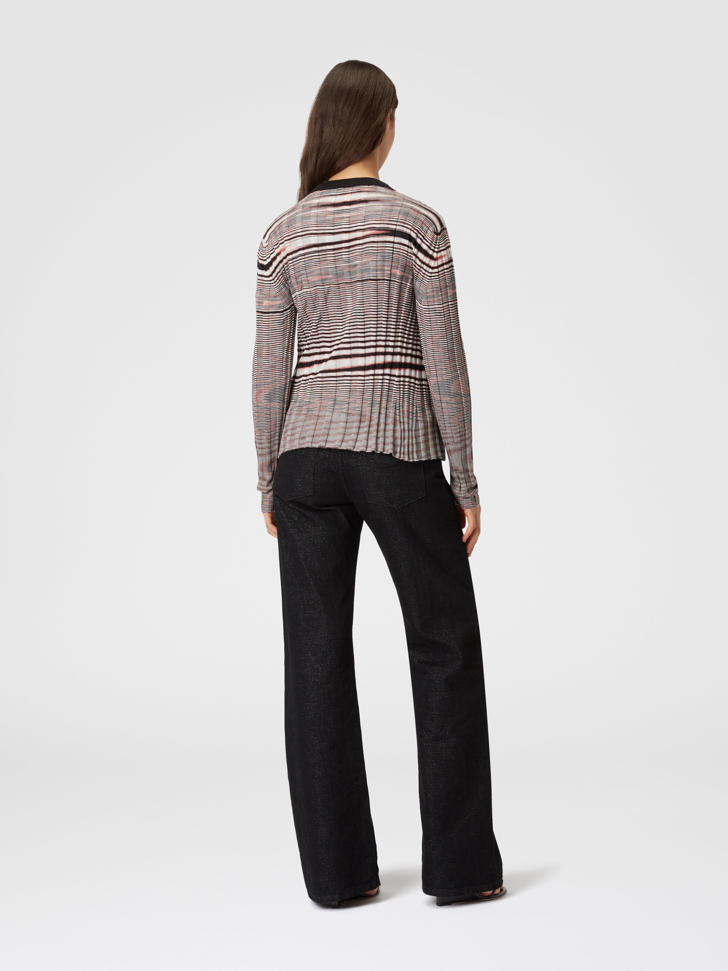 Ribbed cardigan in slub cashmere and silk, Multicoloured  - 2