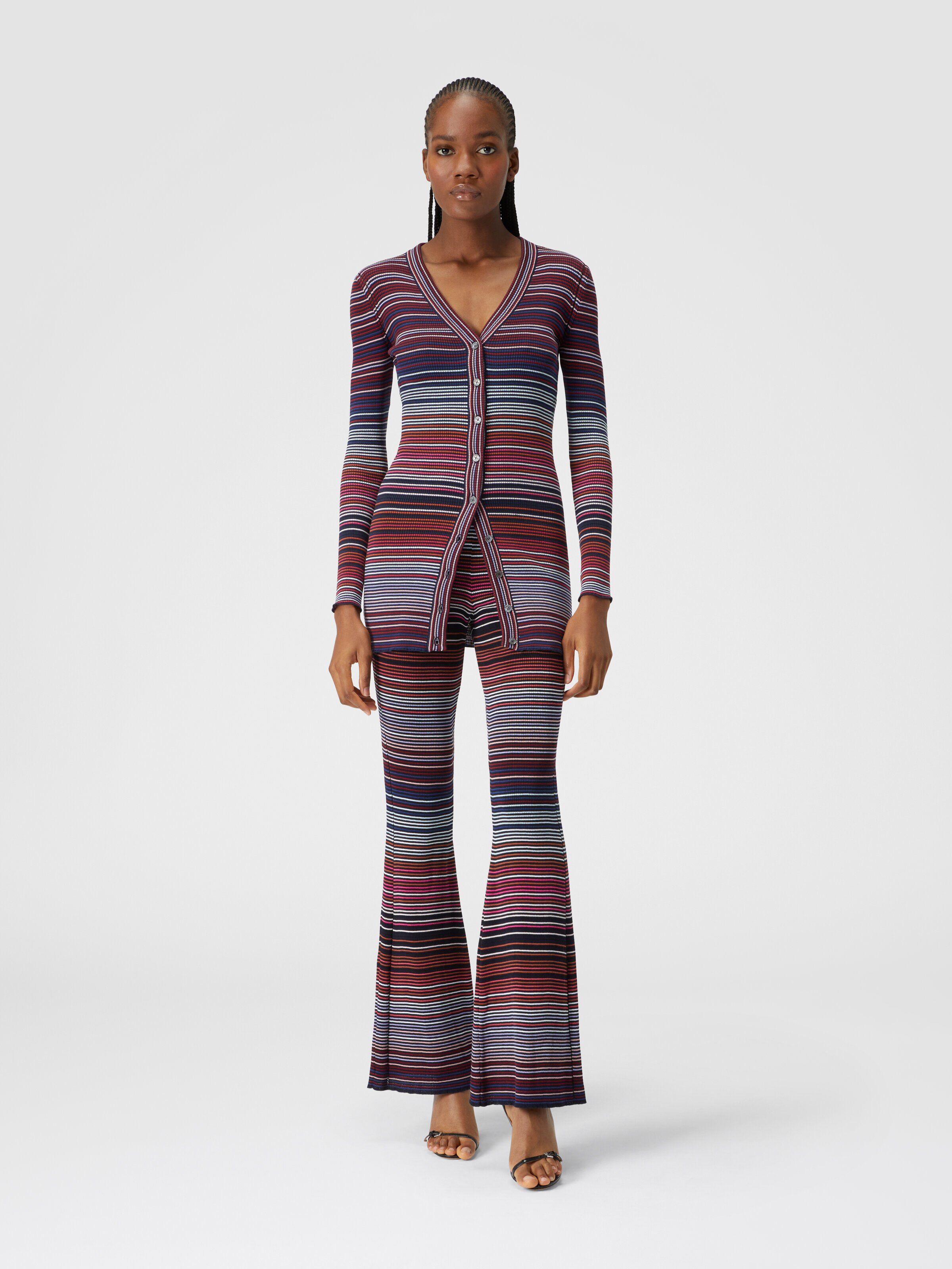 Cardigan in striped viscose and cotton, Multicoloured  - 1