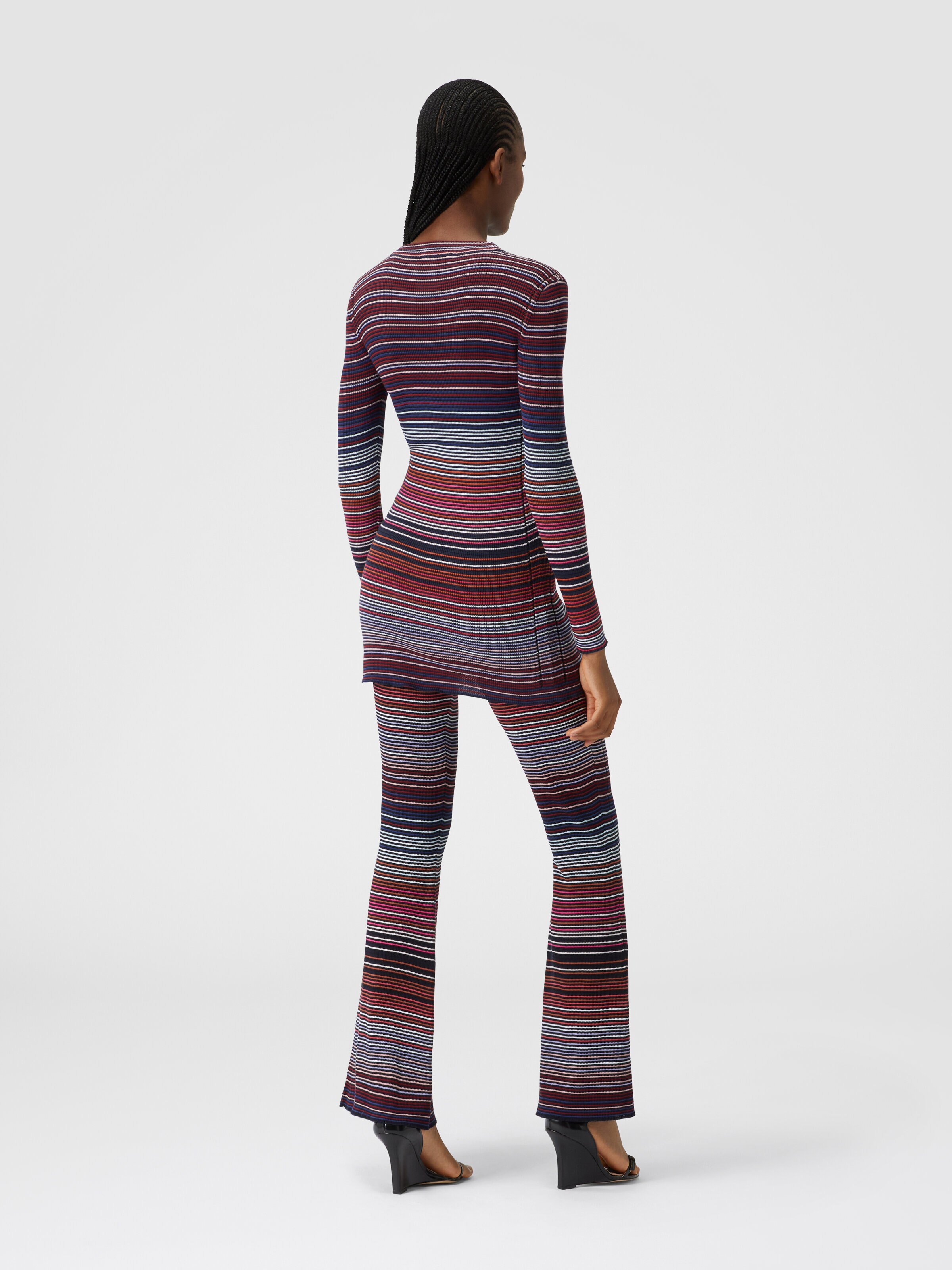 Cardigan in striped viscose and cotton, Multicoloured  - 2
