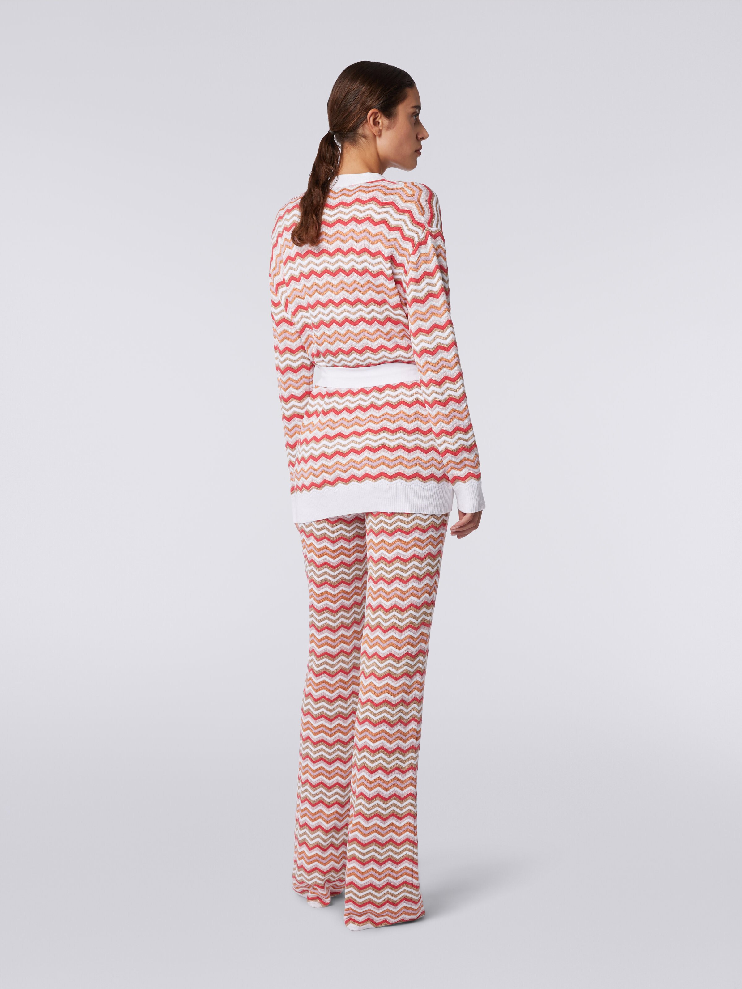 Cardigan in zigzag viscose and cotton knit , Multicoloured  - 3