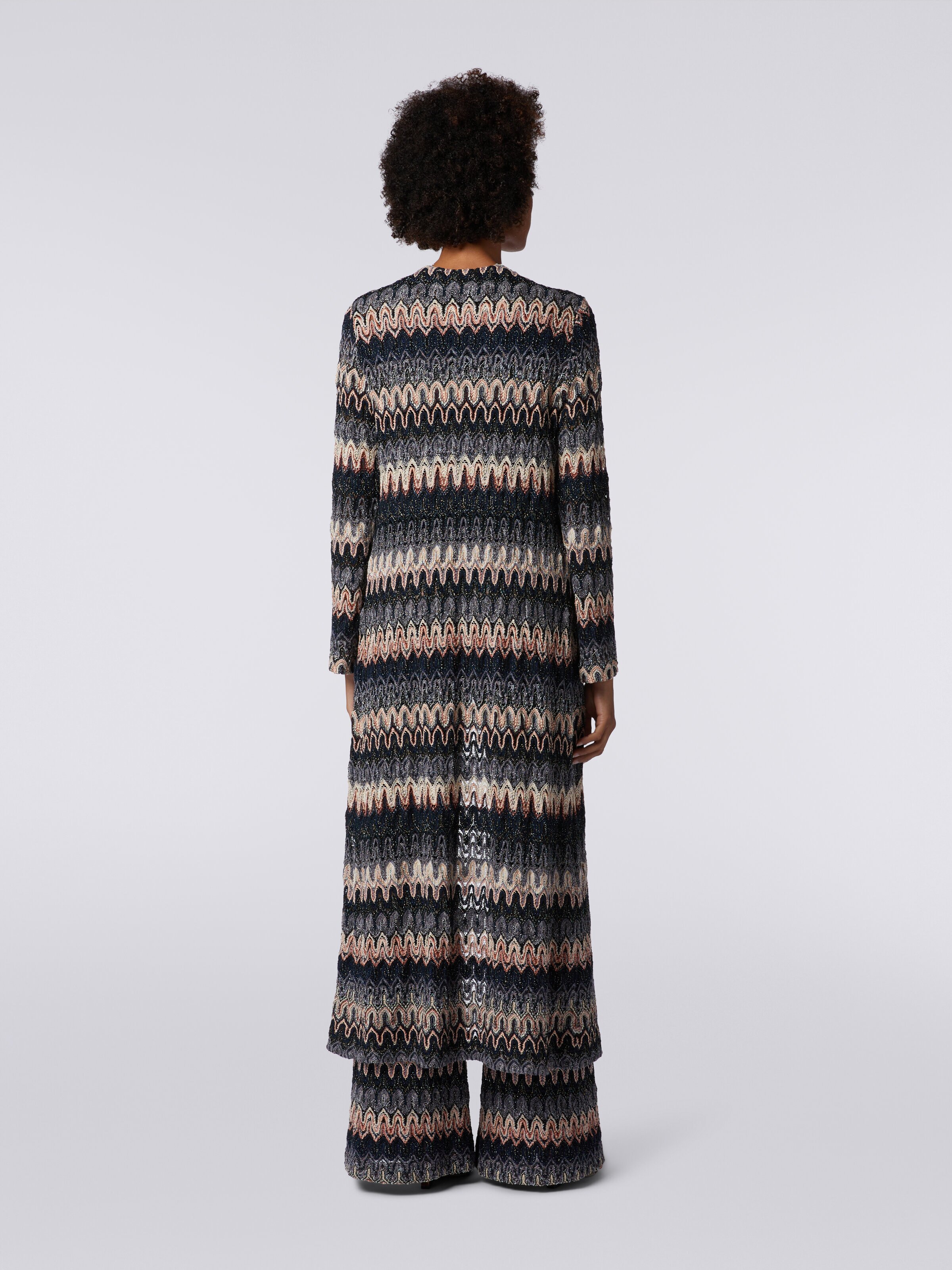 Long cardigan in lamé knit with lace-effect wave pattern Multicoloured |  Missoni