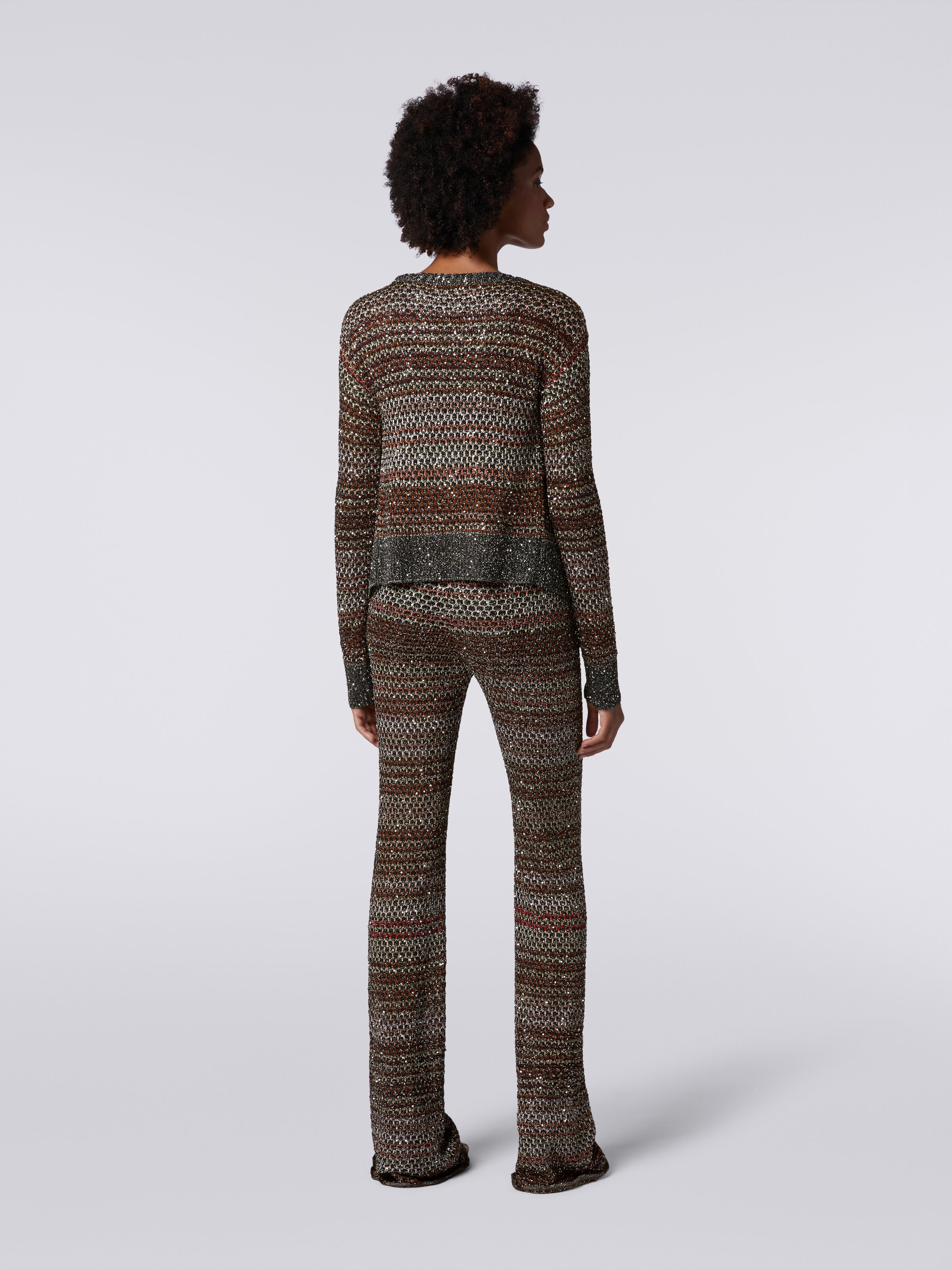 Cardigan corto in maglia a rete con paillettes, Multicolore  - 3