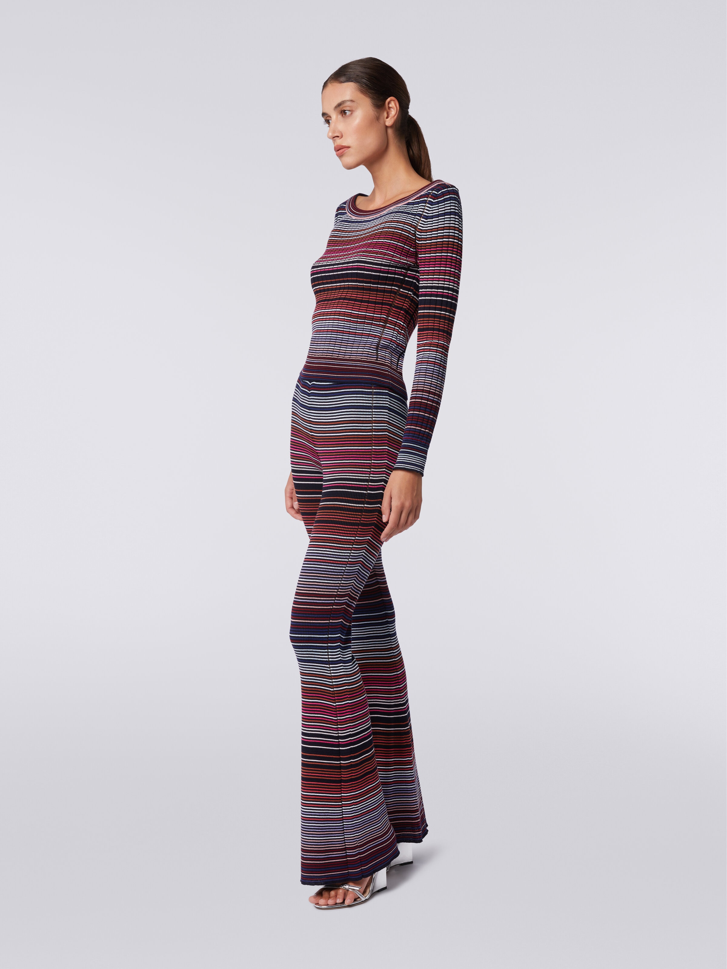 Pullover in striped viscose and cotton, Multicoloured  - 2