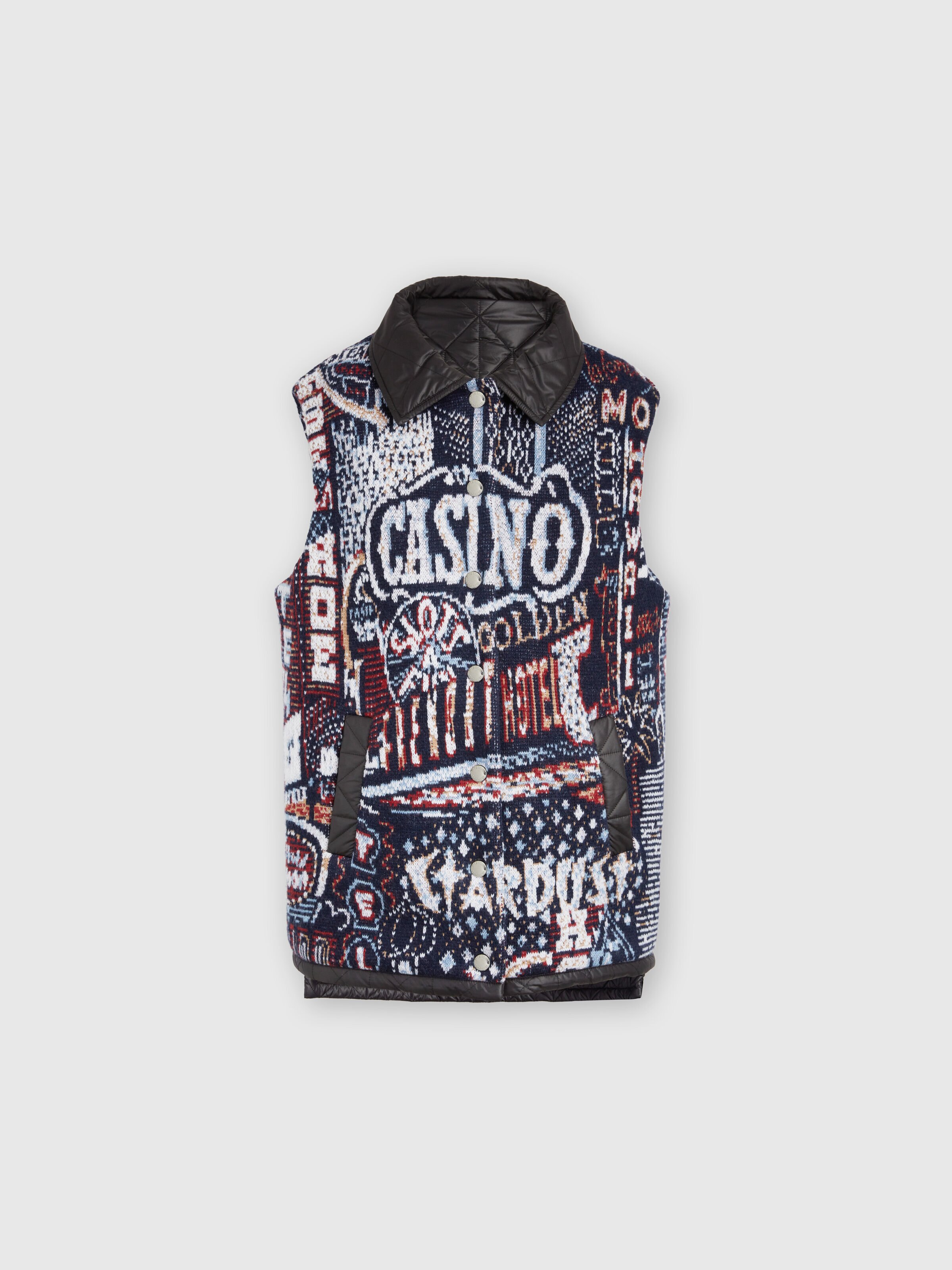 Reversible vest with stitching and lettering, Multicoloured  - 0