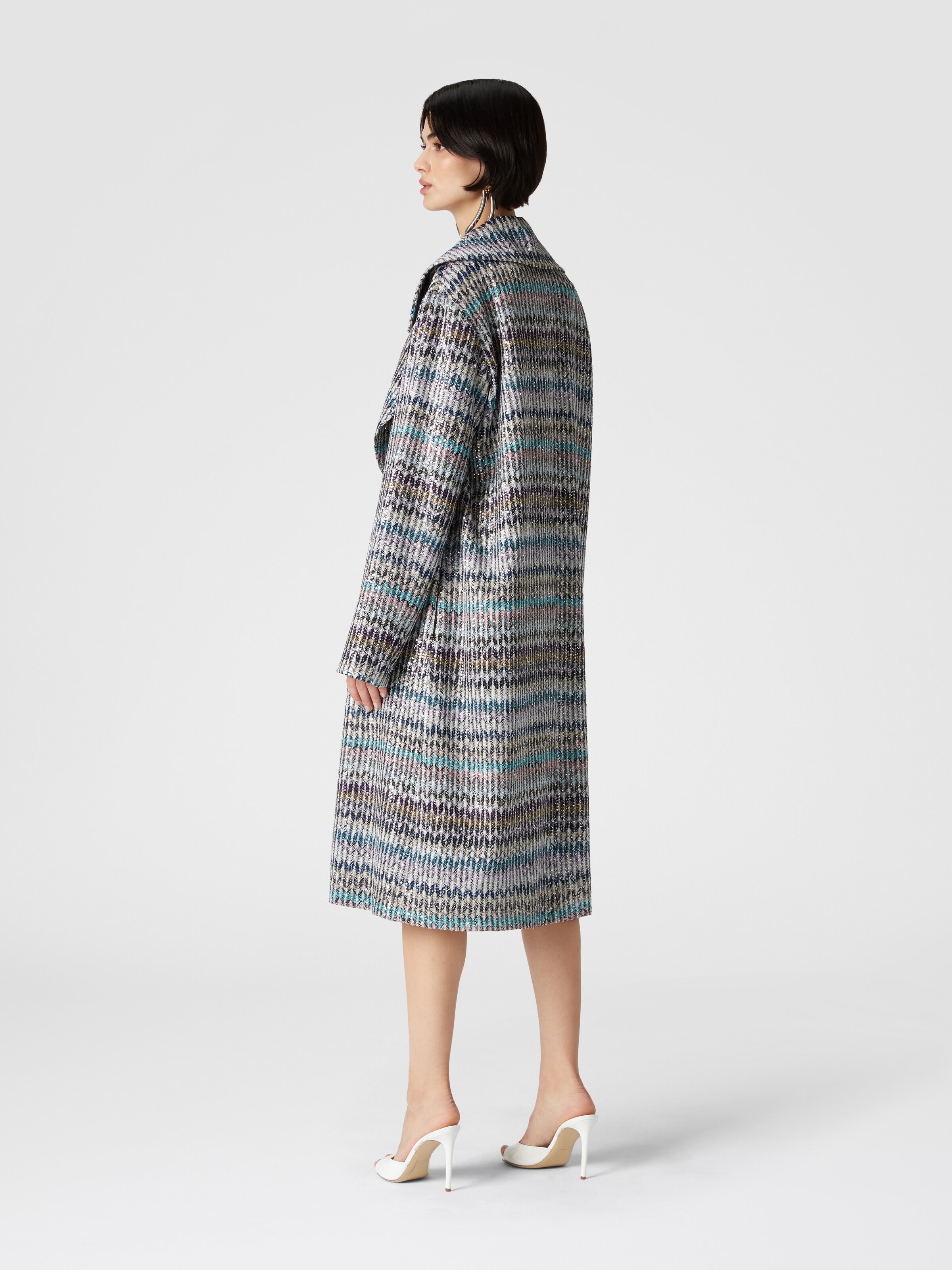 Long coat with sequin appliqué, Multicoloured  - 2