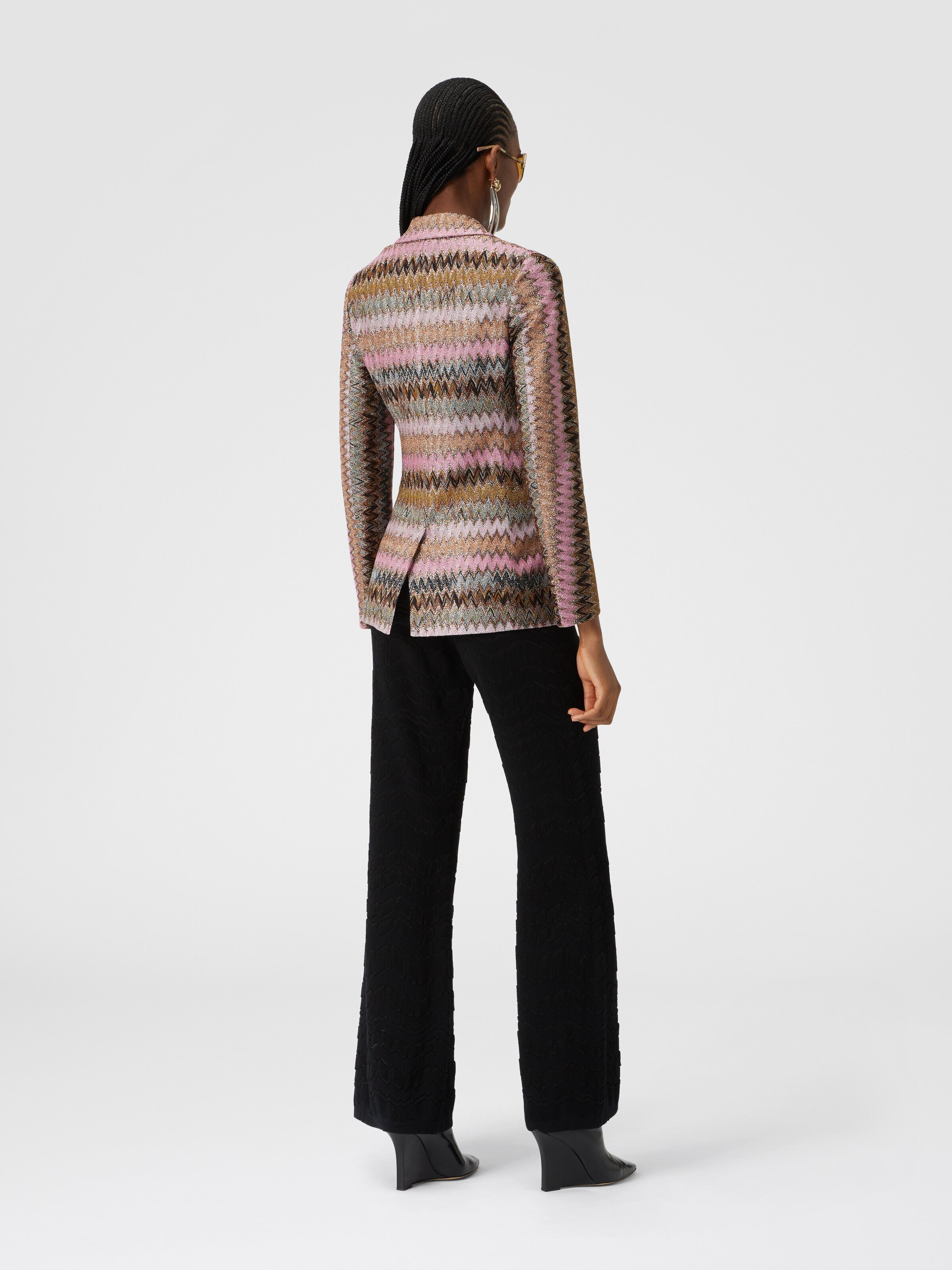 Lamé chevron viscose knit blazer, Multicoloured  - 2