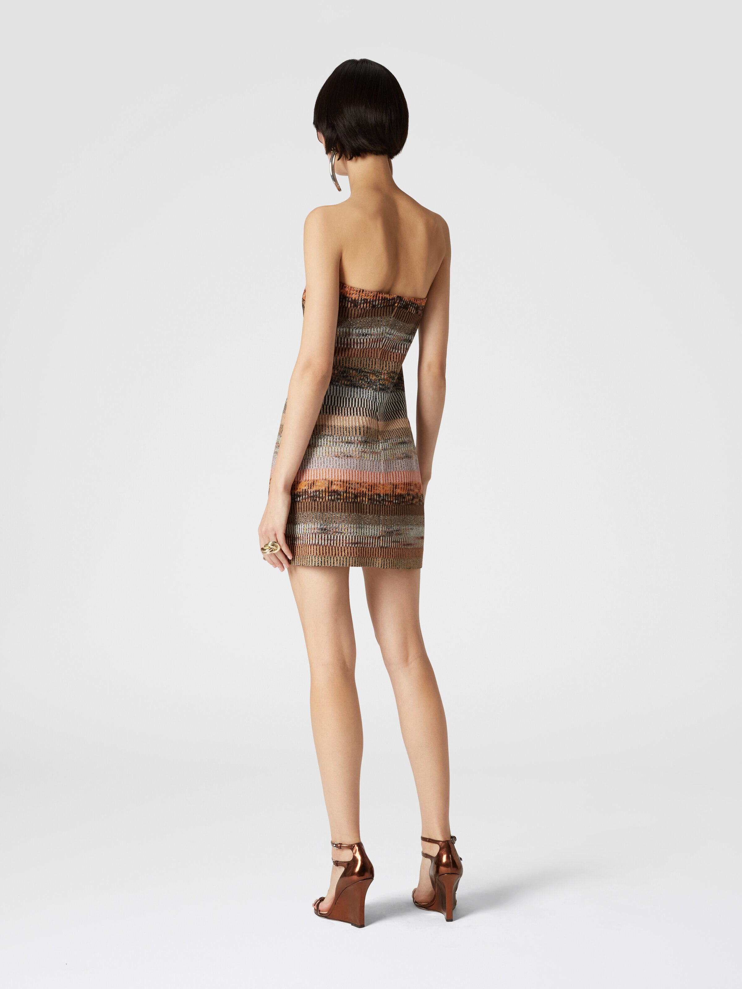 Mini-robe bustier en viscose lamé, Multicolore  - 2