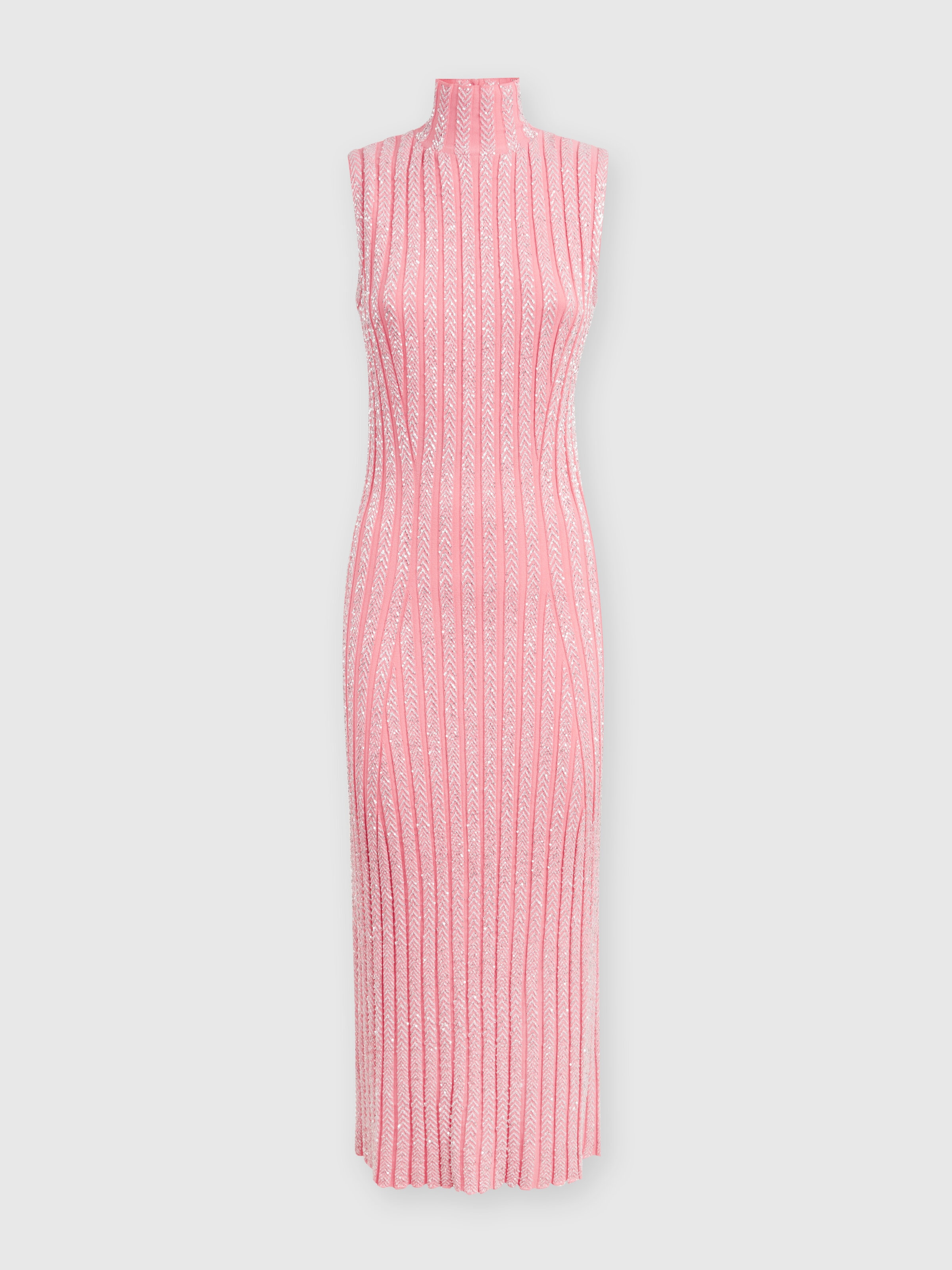 Sleeveless midi dress with sequins, Multicoloured  - 0