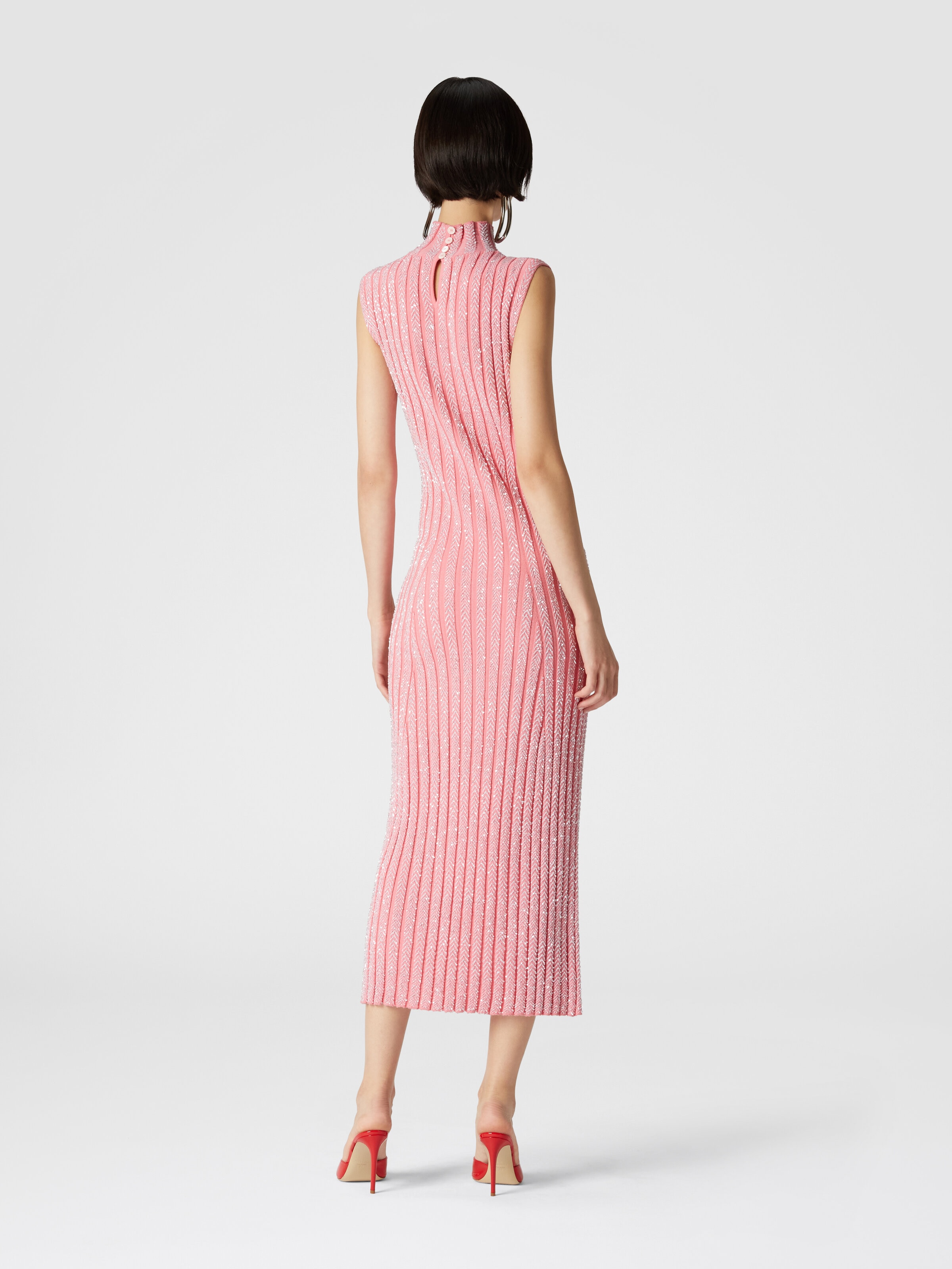 Sleeveless midi dress with sequins, Multicoloured  - 2