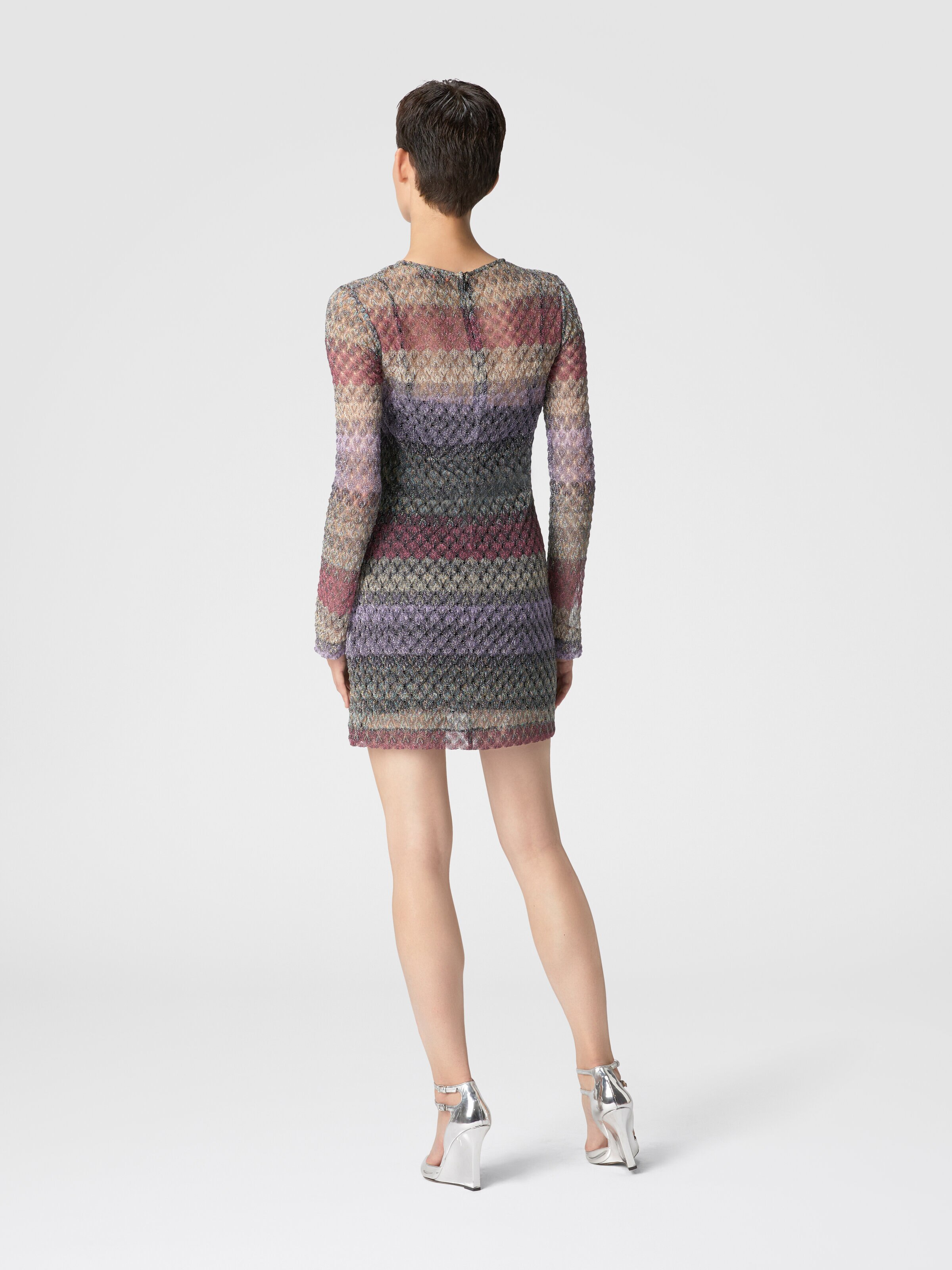 Minivestido de encaje lameté con efecto transparente, Multicolor  - 2