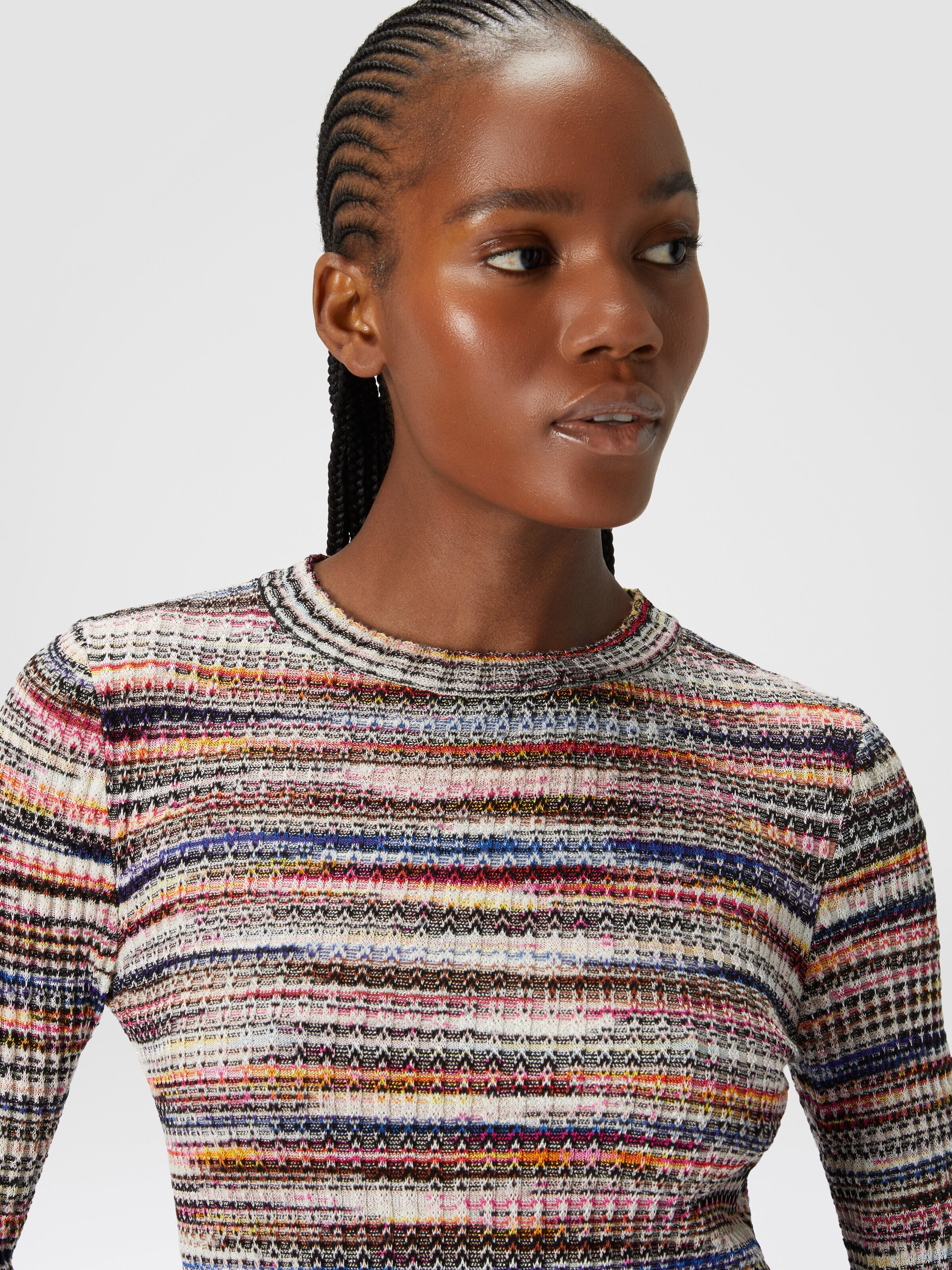 リブ編みウール&ビスコーススラブミニドレス マルチカラー | Missoni