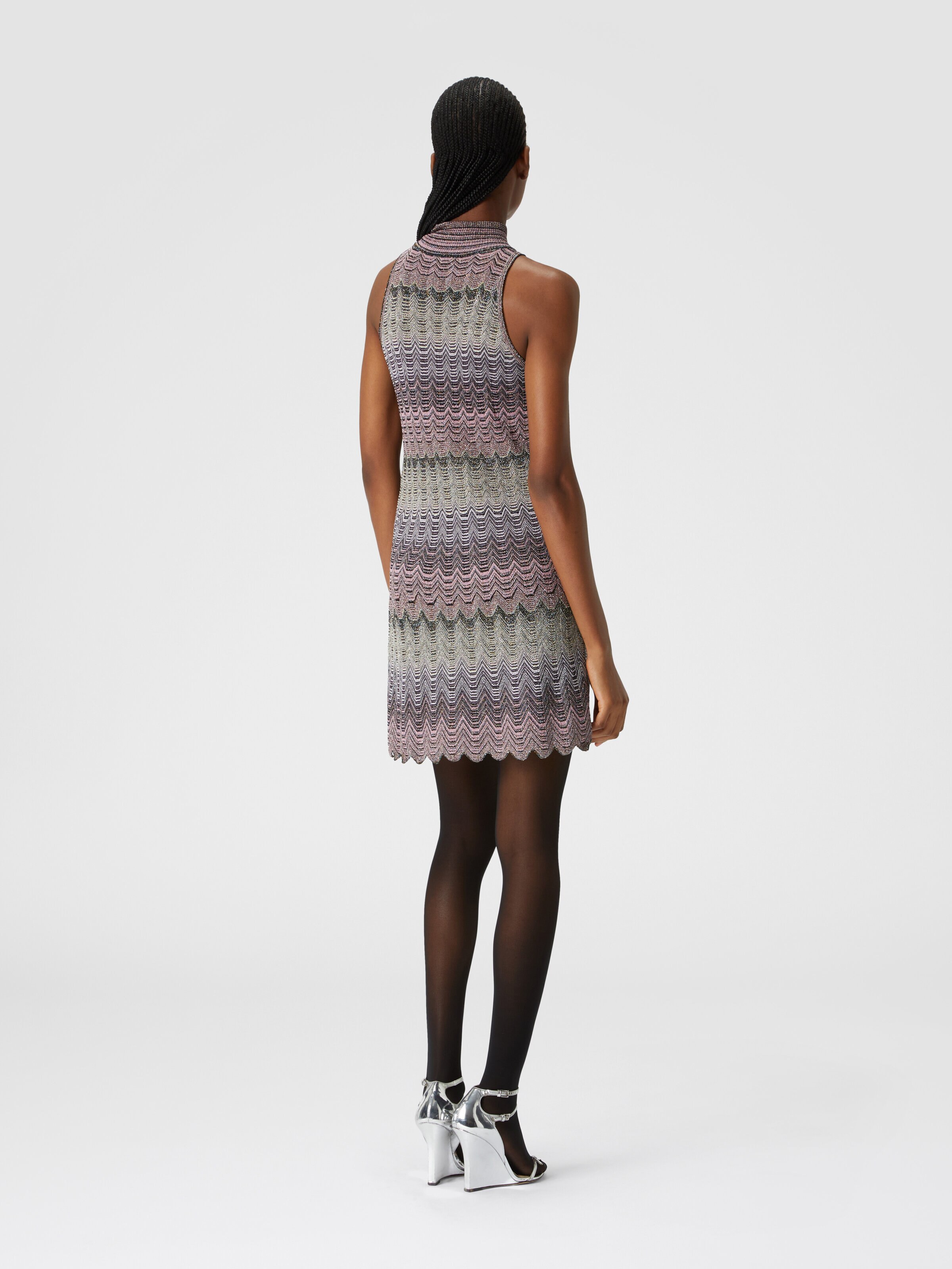 Sleeveless mini-dress with lamé Greek motif, Multicoloured  - 2