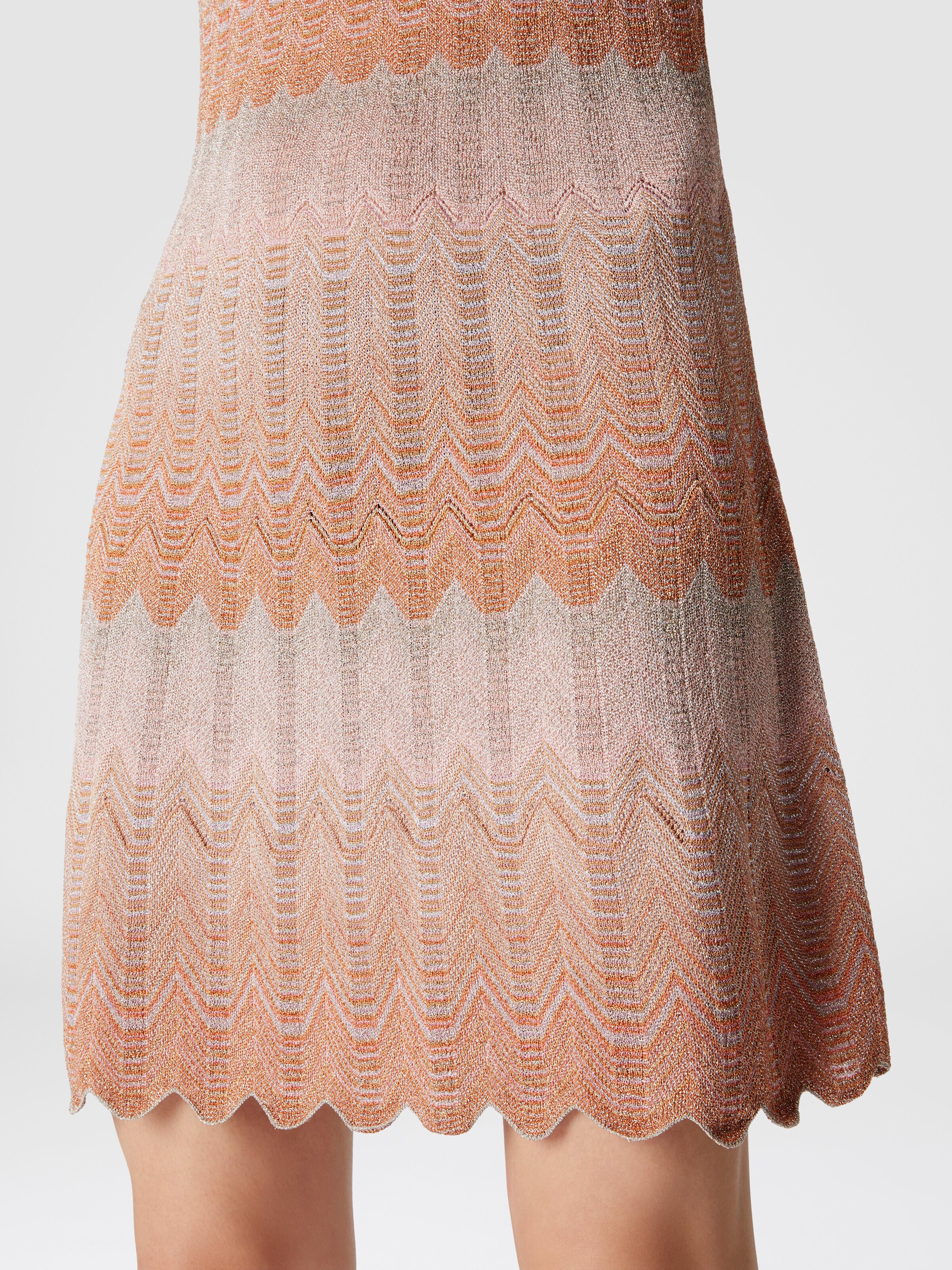 Sleeveless mini-dress with lamé Greek motif, Multicoloured  - 3