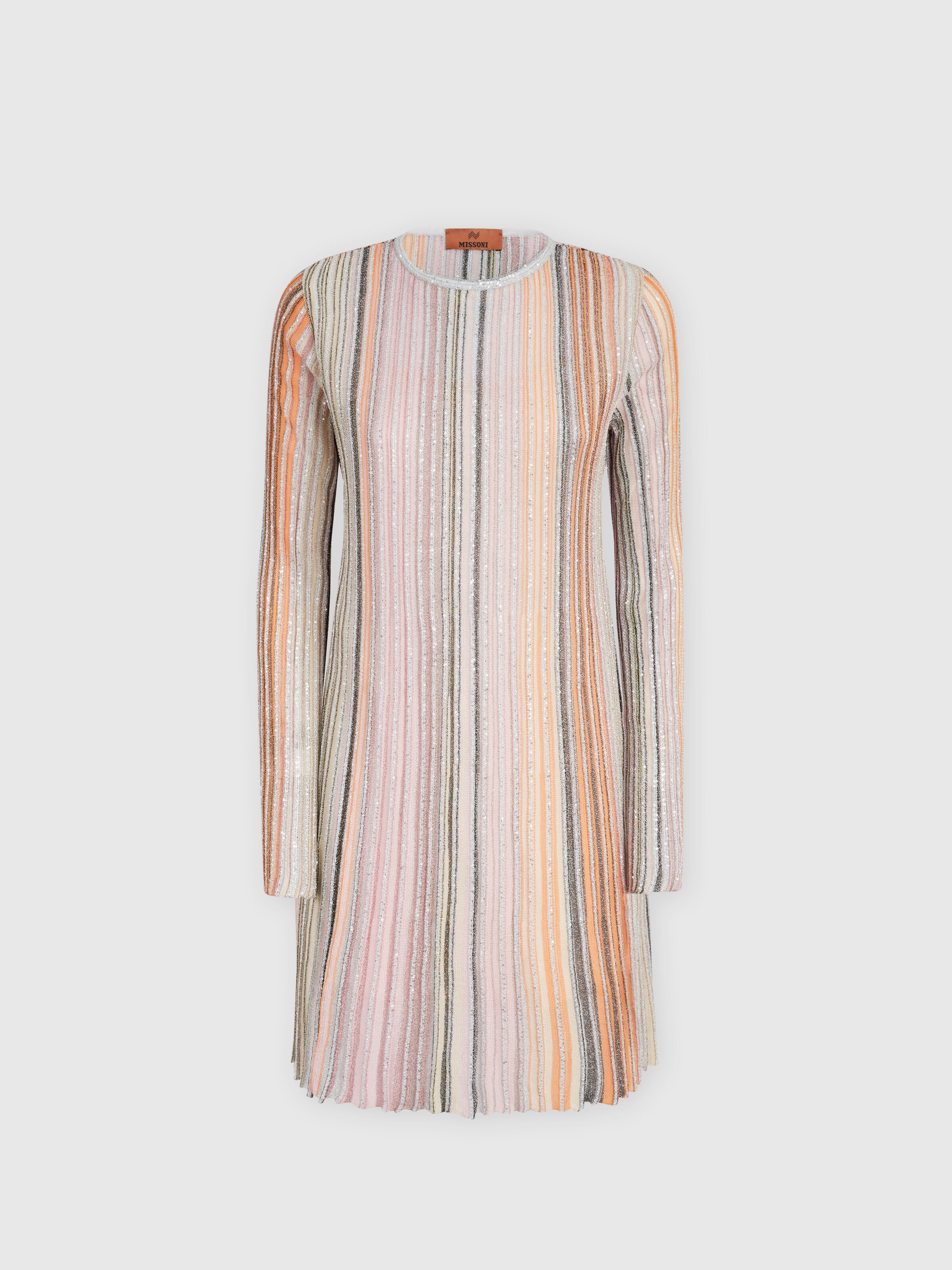 Pleated dress with sequins, Multicoloured  - 0