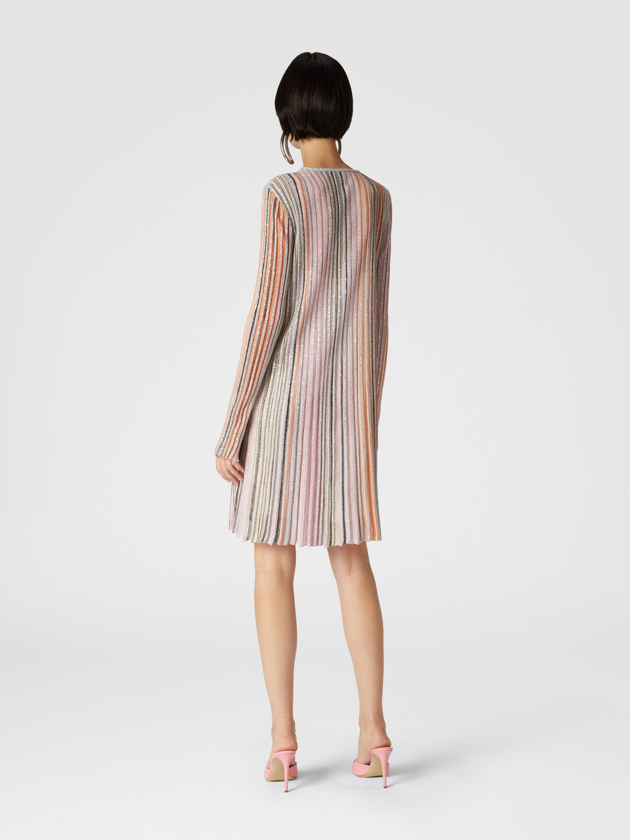 Pleated dress with sequins, Multicoloured  - 2