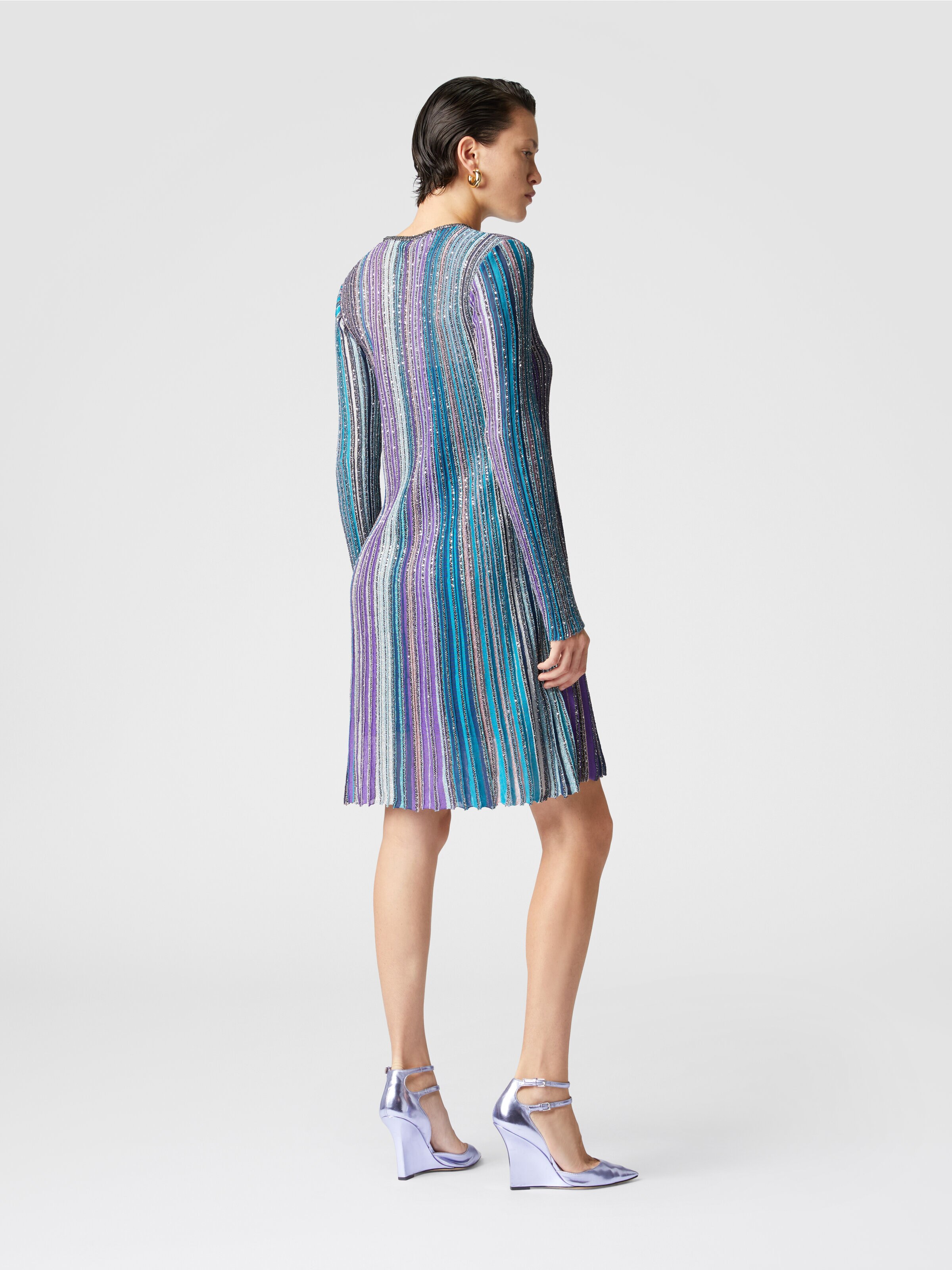 Pleated dress with sequins, Multicoloured  - 2