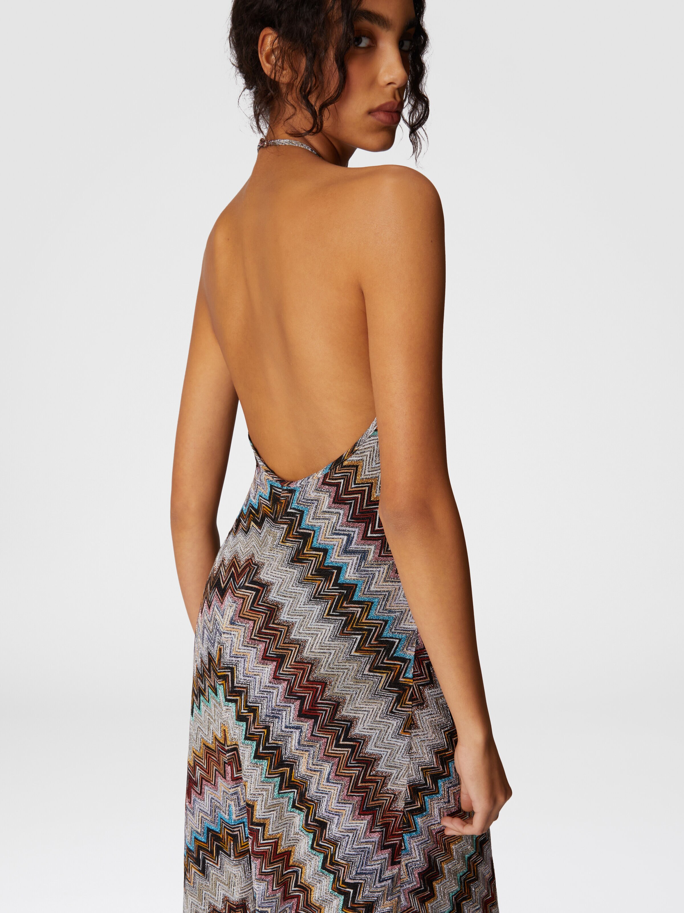 Long dress in zig zag lamé viscose blend, Multicoloured  - 4