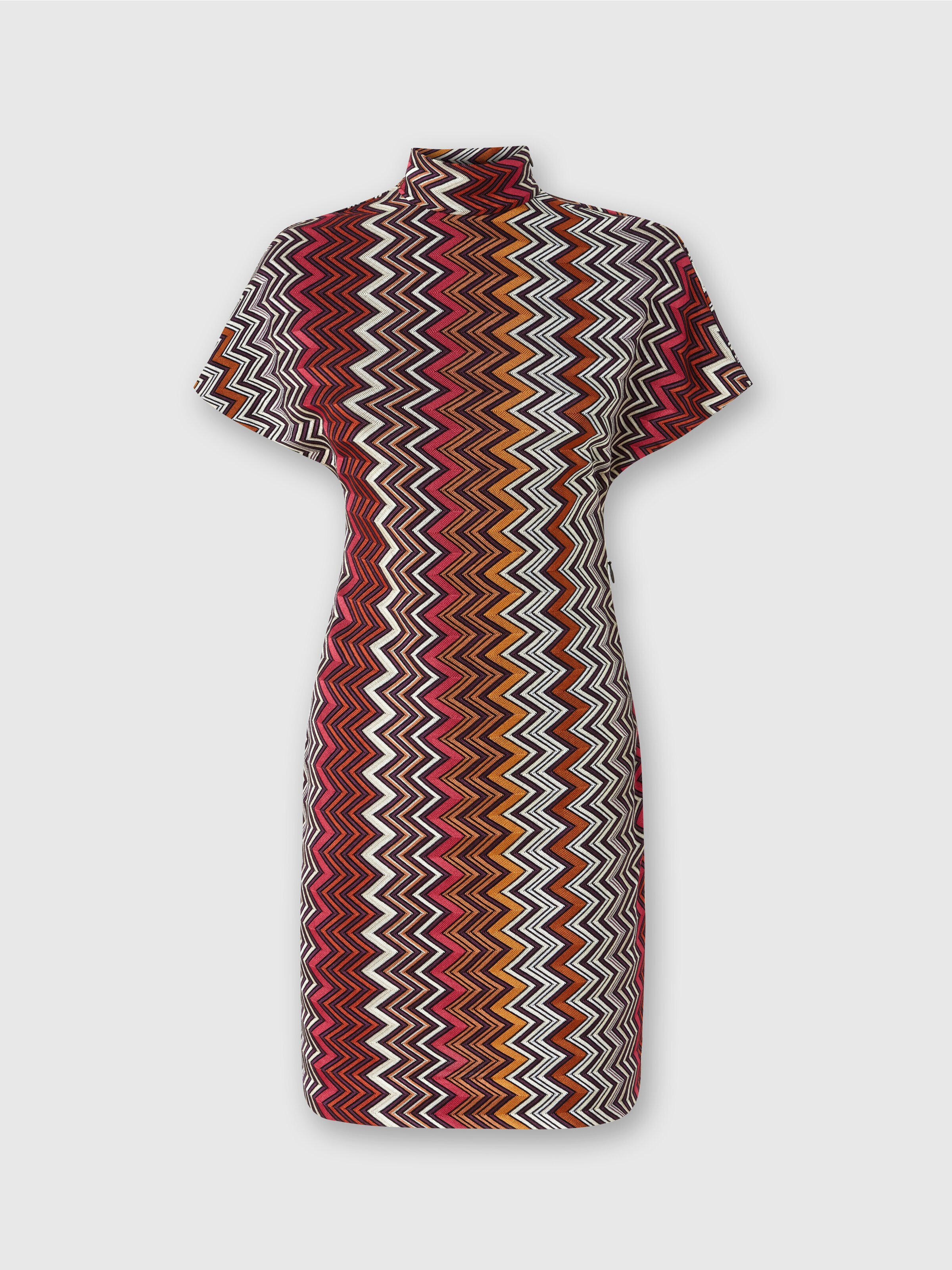 Zigzag viscose and wool mini-dress, Multicoloured  - 0