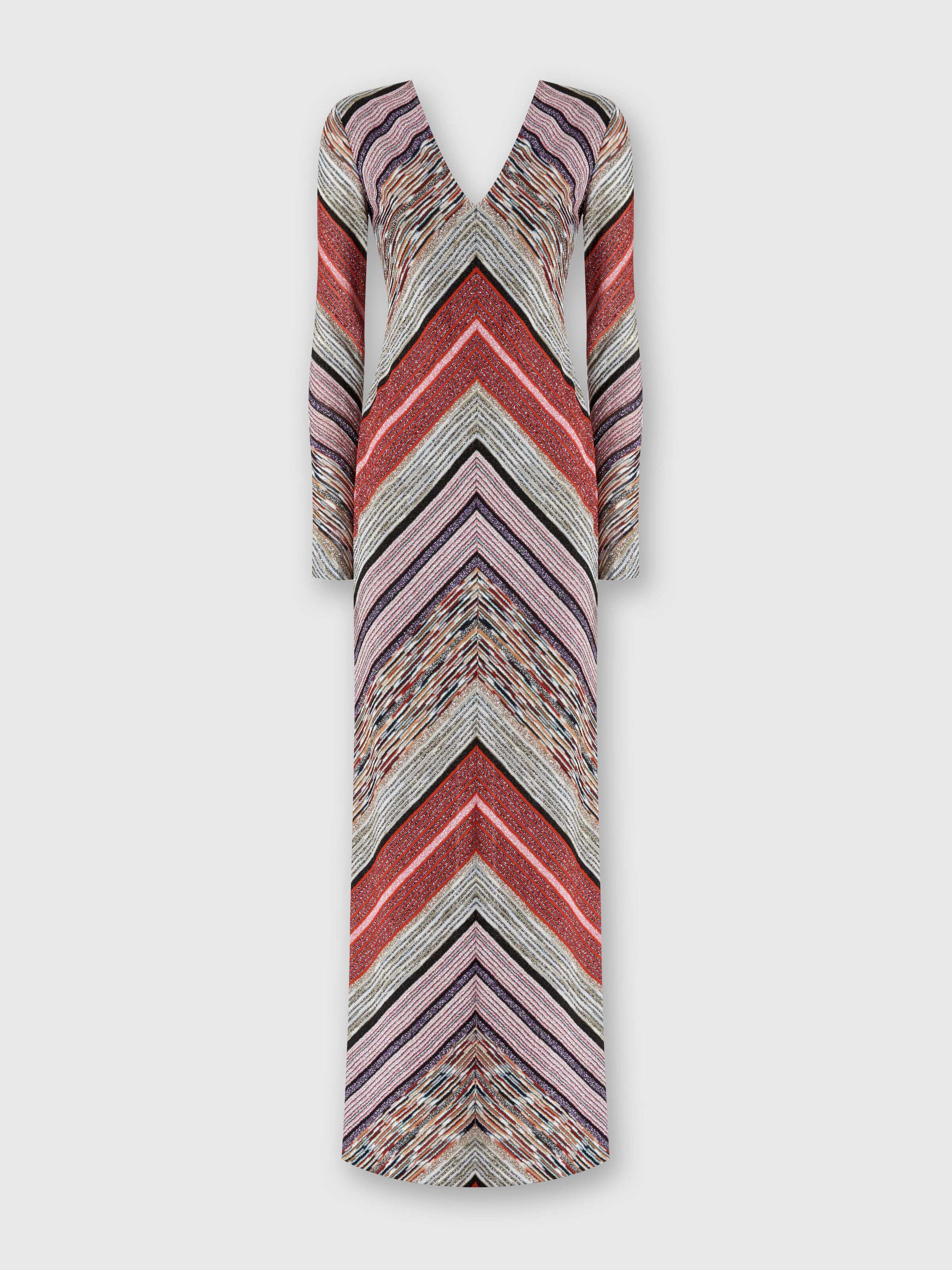 Long lame slub dress with plunging V neckline Multicoloured Missoni