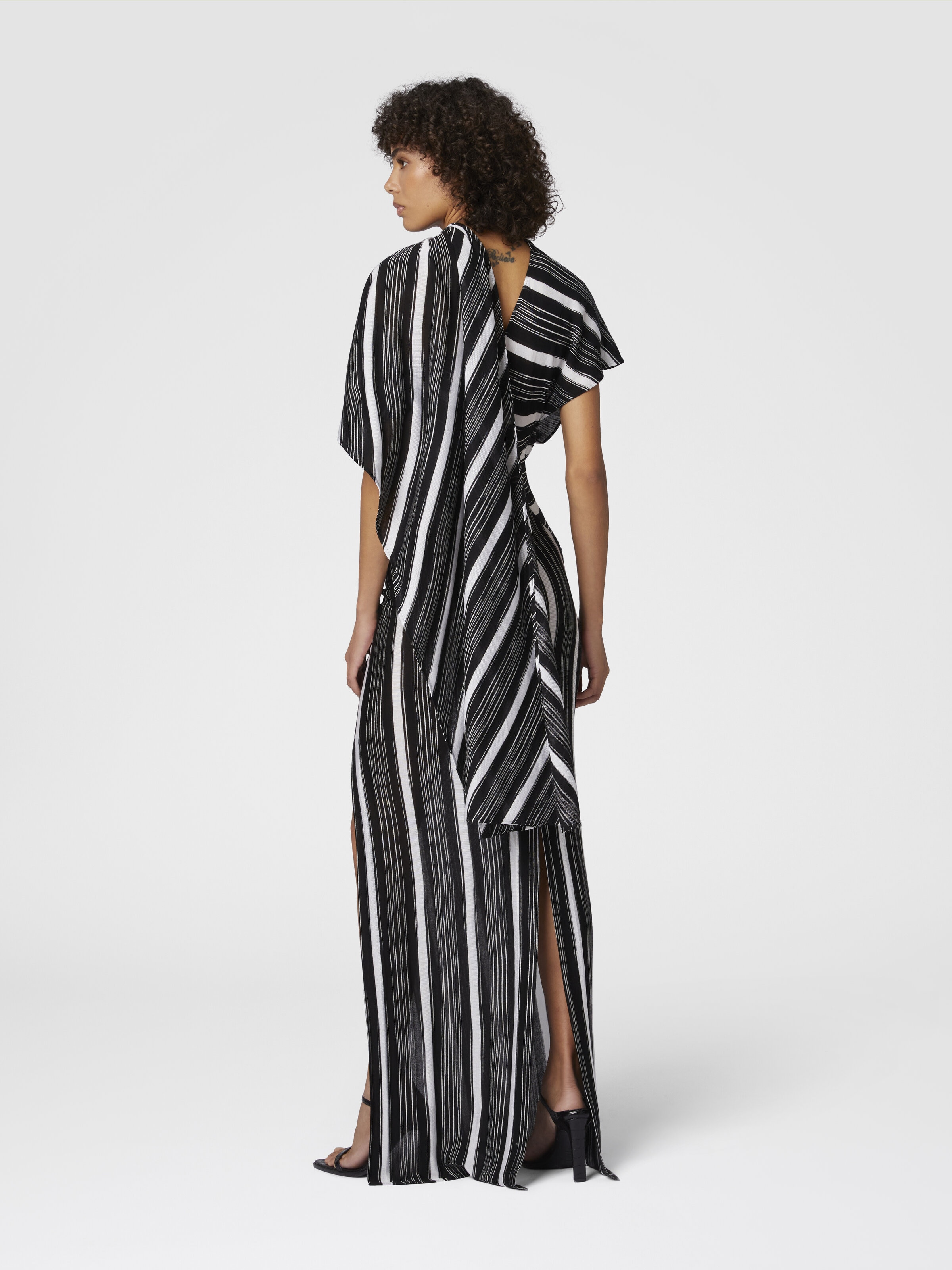 Robe longue en viscose et laine à encolure drapée, Multicolore  - 2