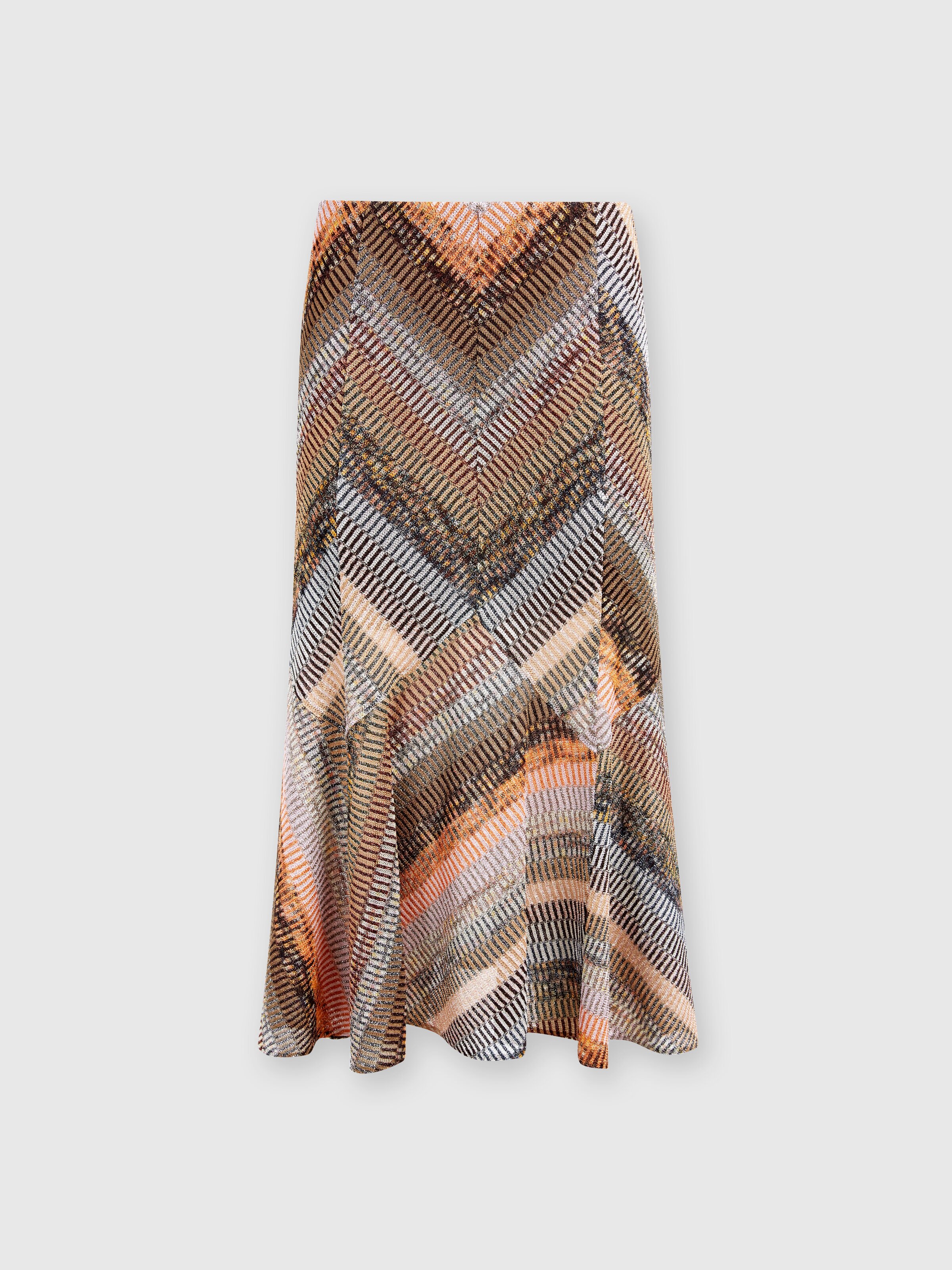 Jupe midi évasée en lamé effet patchwork, Multicolore  - 0