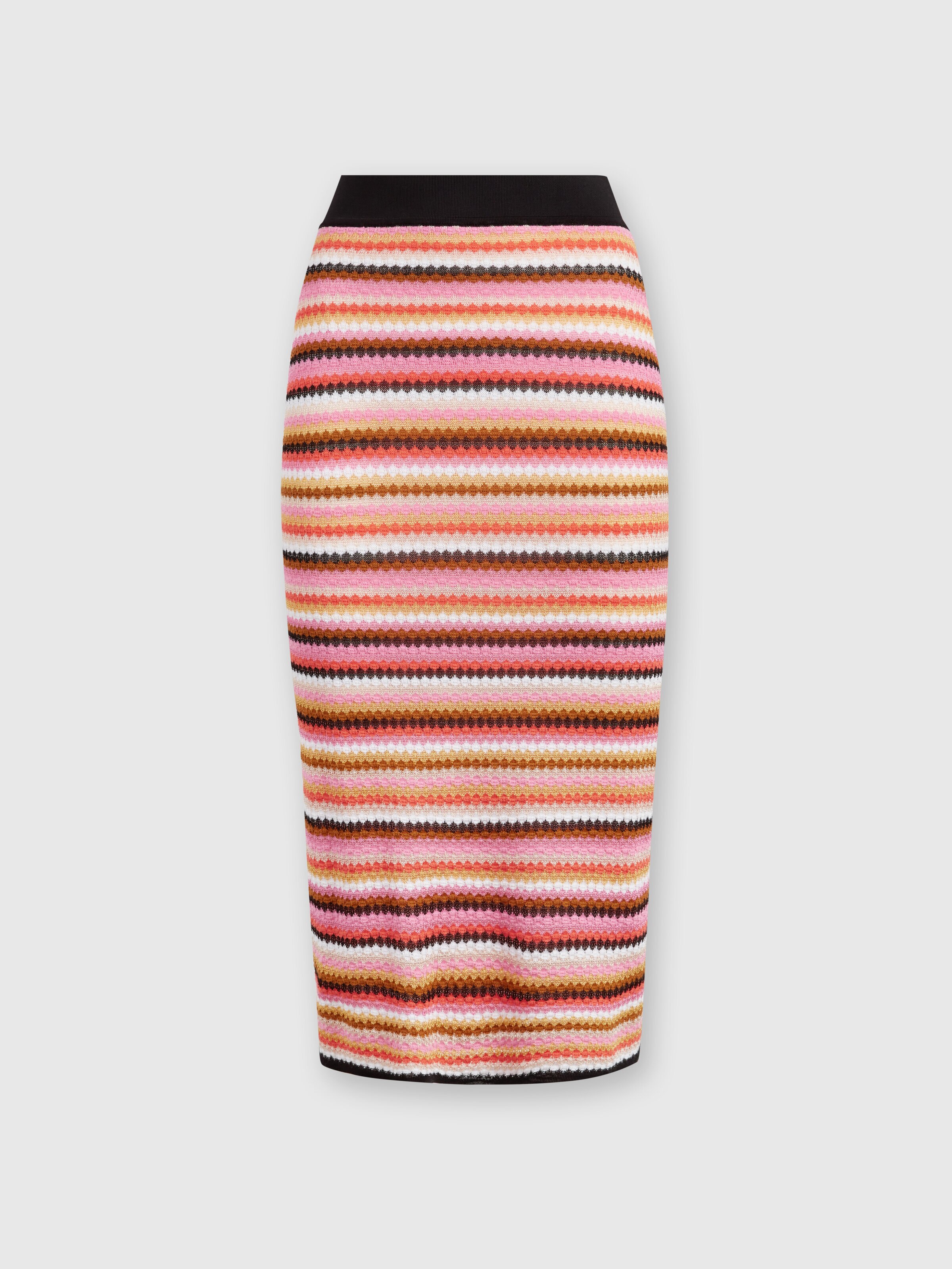 Zigzag cotton and viscose midi skirt, Multicoloured  - 0