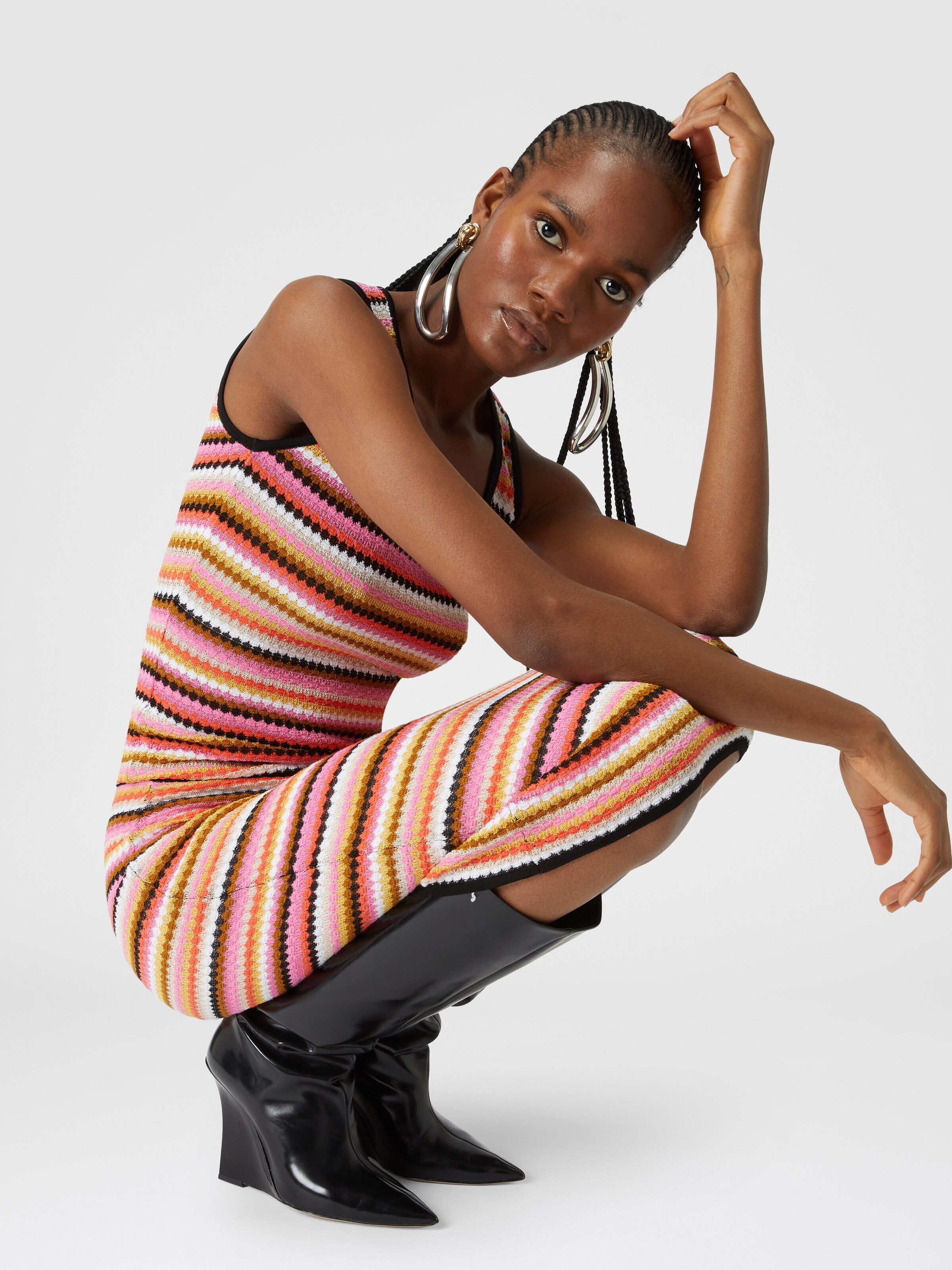 Zigzag cotton and viscose midi skirt, Multicoloured  - 3