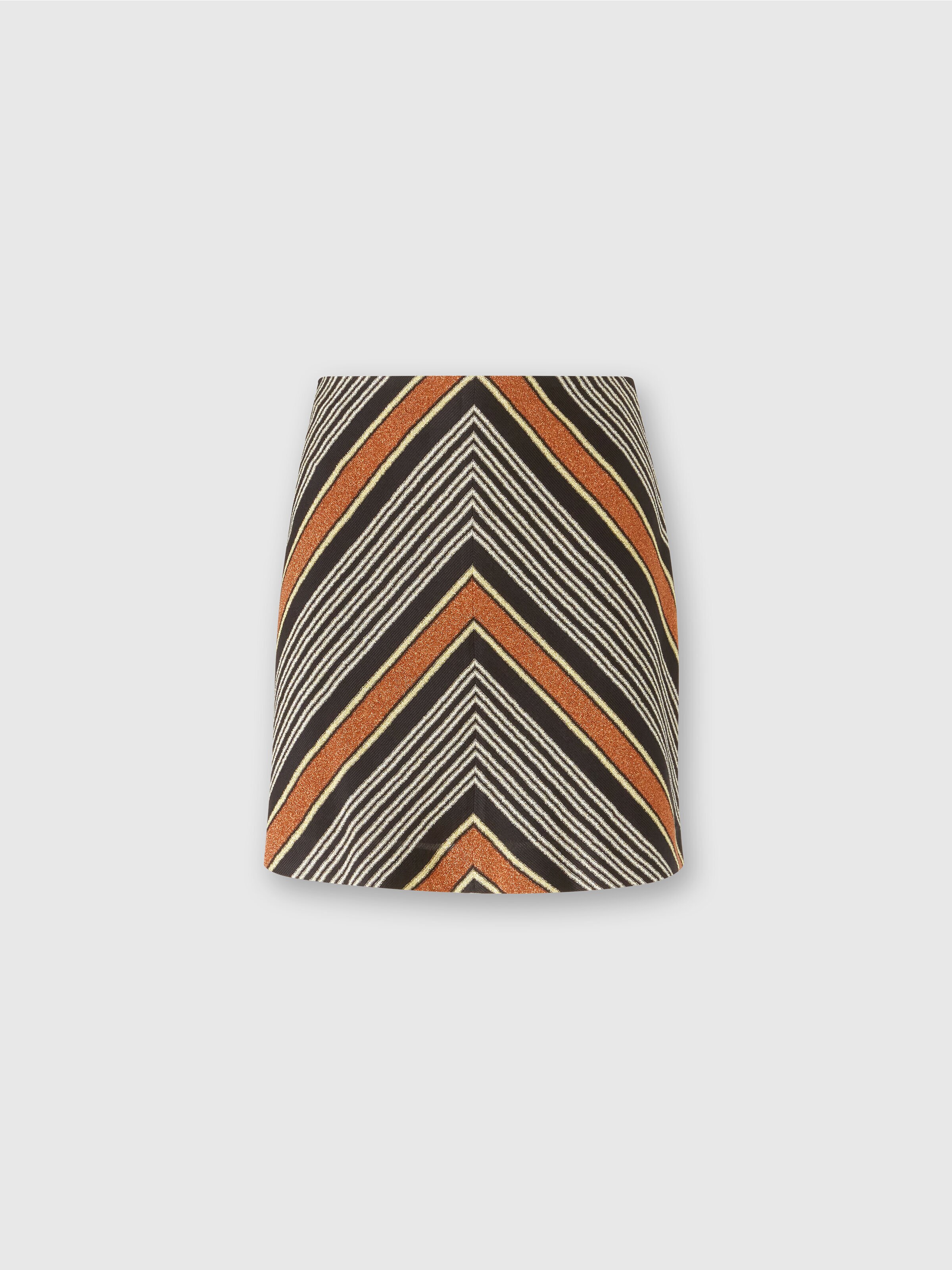 Lamé striped viscose miniskirt, Multicoloured  - 0