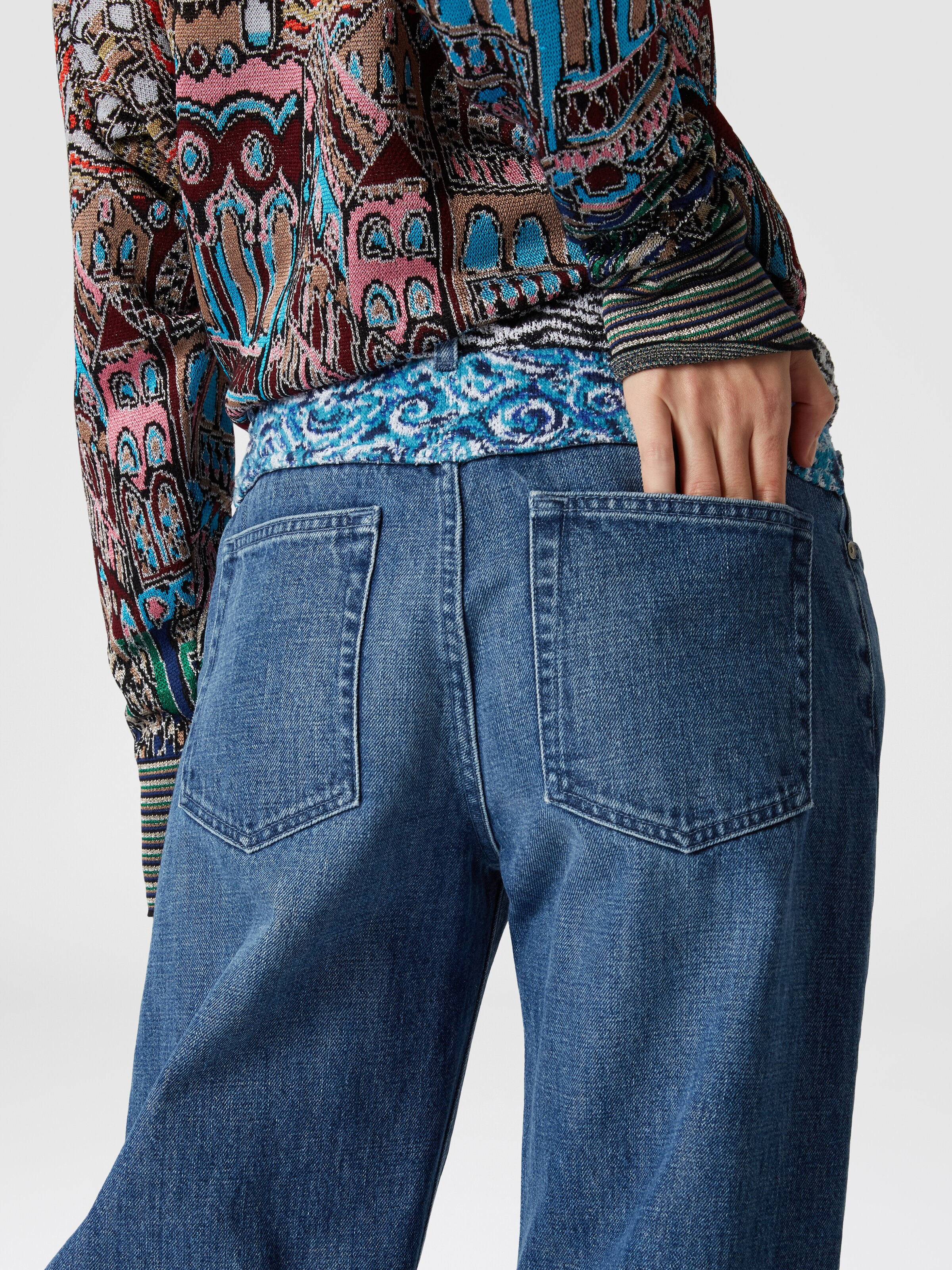 Five denim pockets with knit insert, Denim Blue - 4