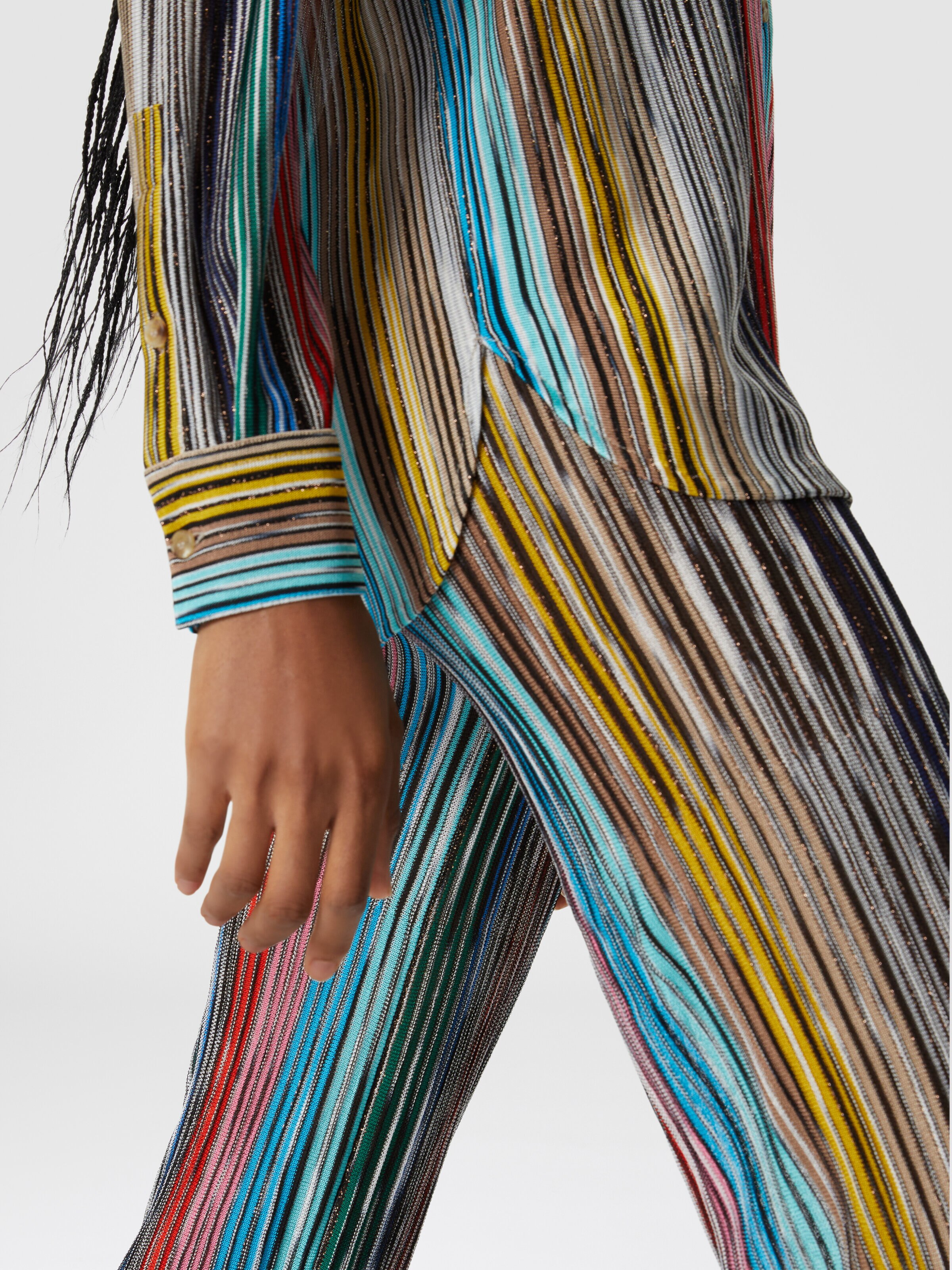 Slub ribbed knit trousers with sequins, Multicoloured  - 4