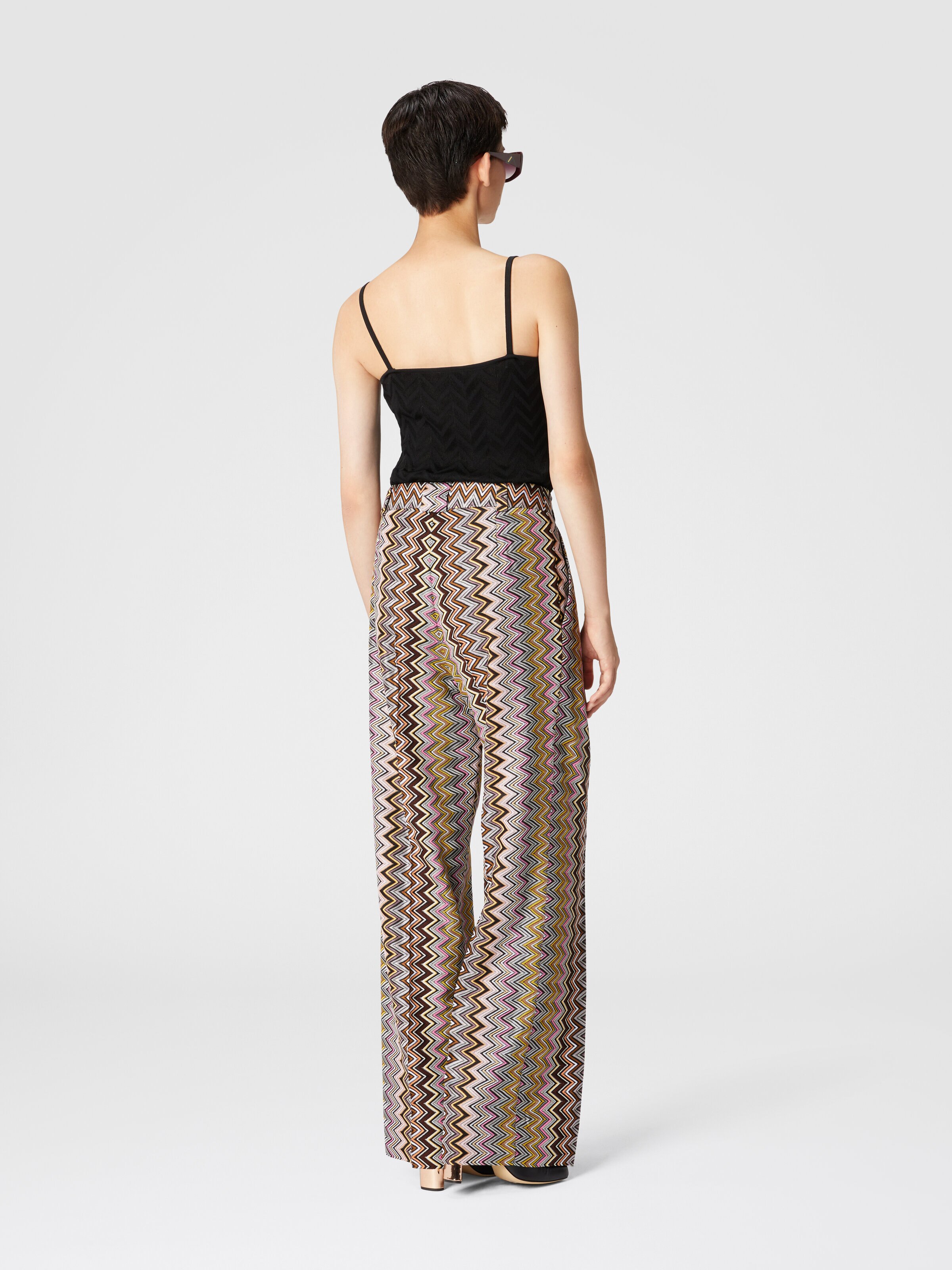 Zig zag viscose trousers with pleats, Multicoloured  - 2