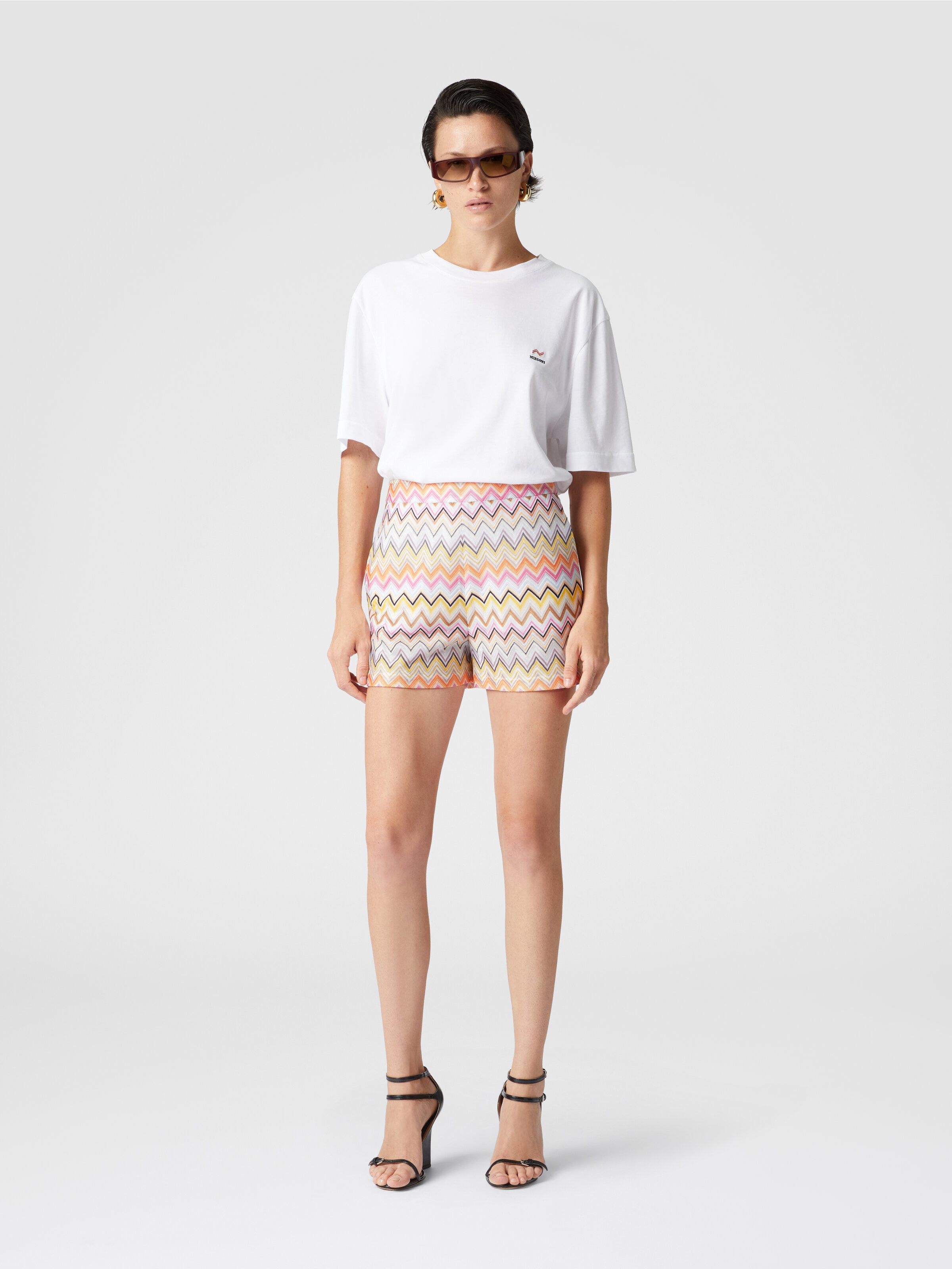 Pantalón corto de viscosa en zig zag, Multicolor  - 1