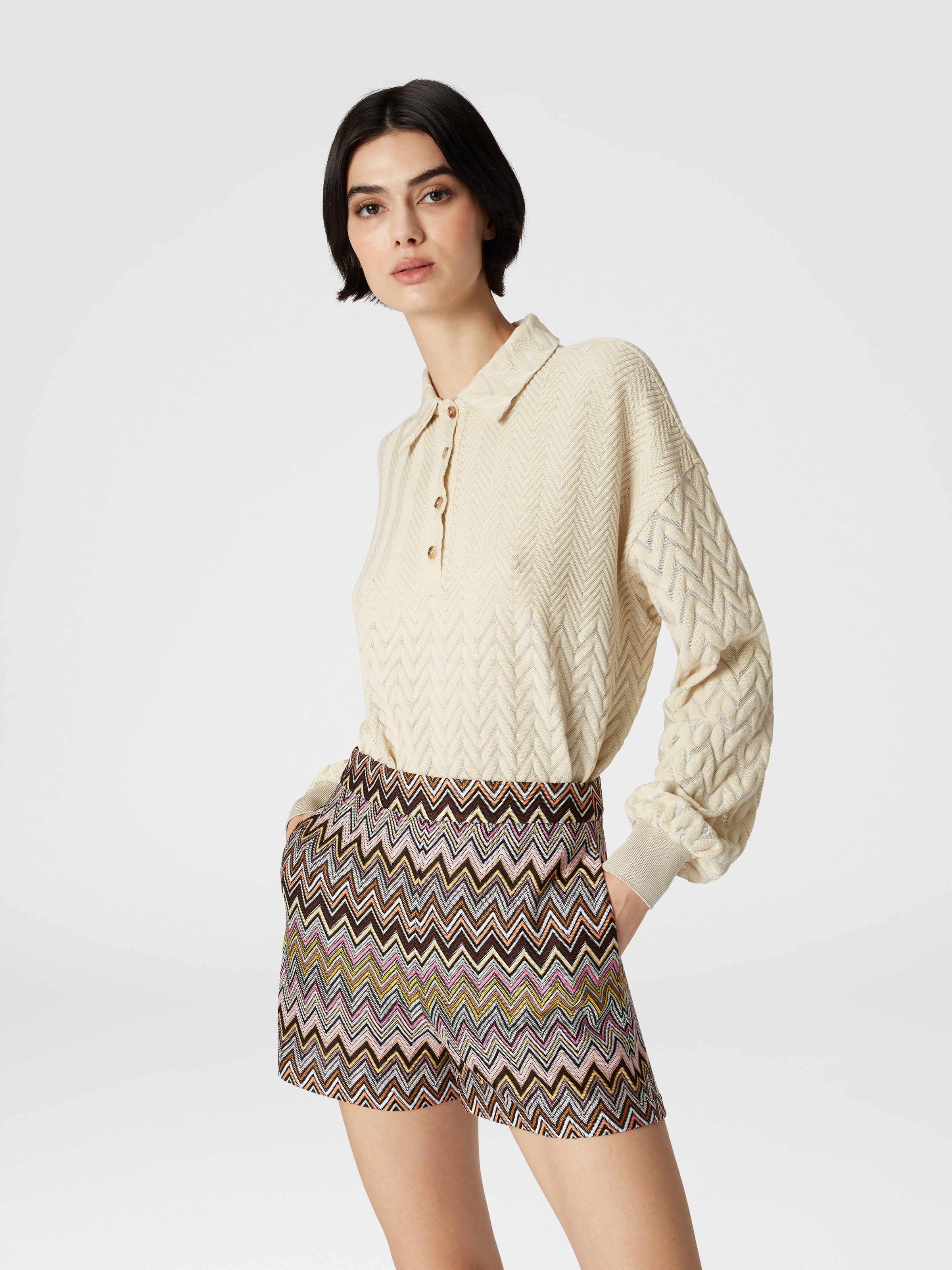 Zig zag viscose shorts, Multicoloured  - 3
