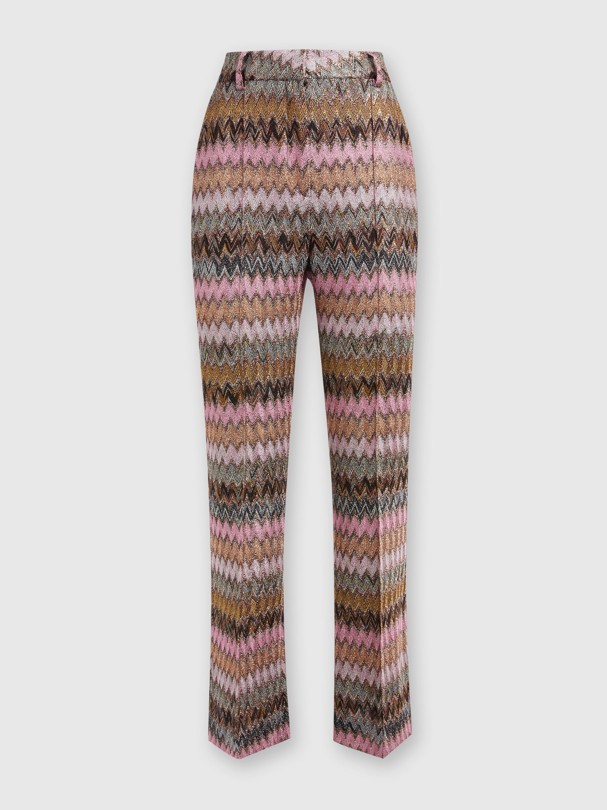 Zigzag lamé viscose blend cropped trousers, Multicoloured  - 0