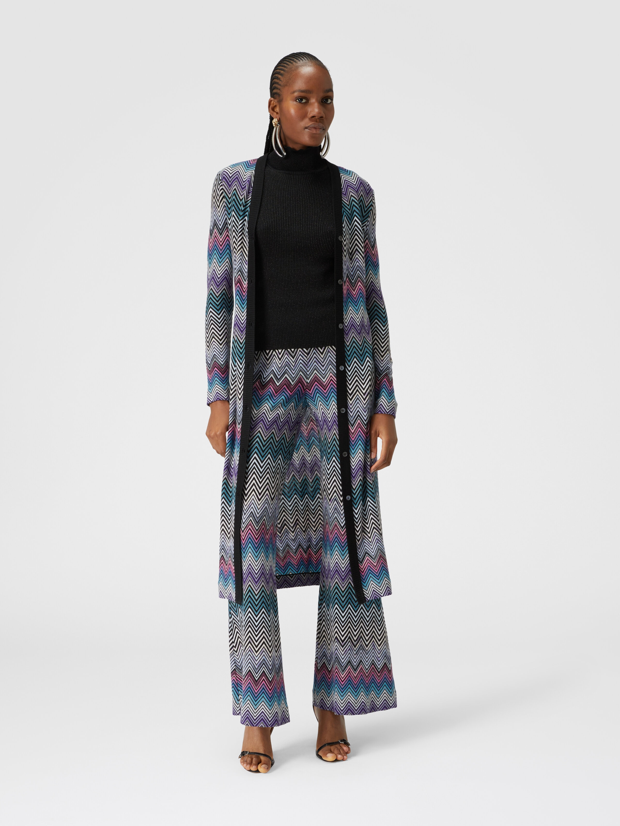 Flare zig zag wool trousers, Multicoloured  - 1