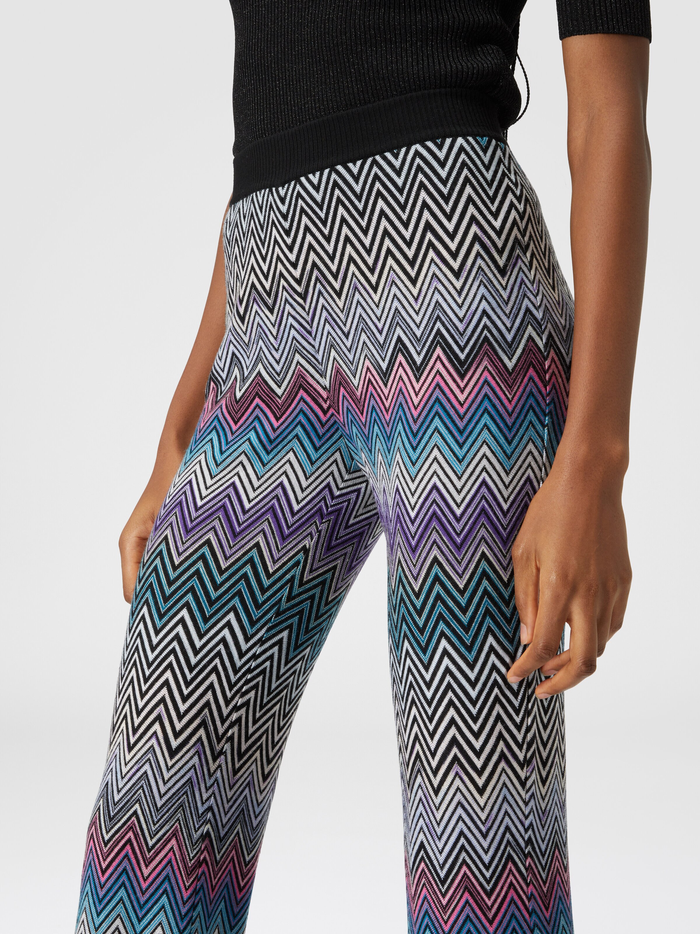 Flare zig zag wool trousers, Multicoloured  - 4