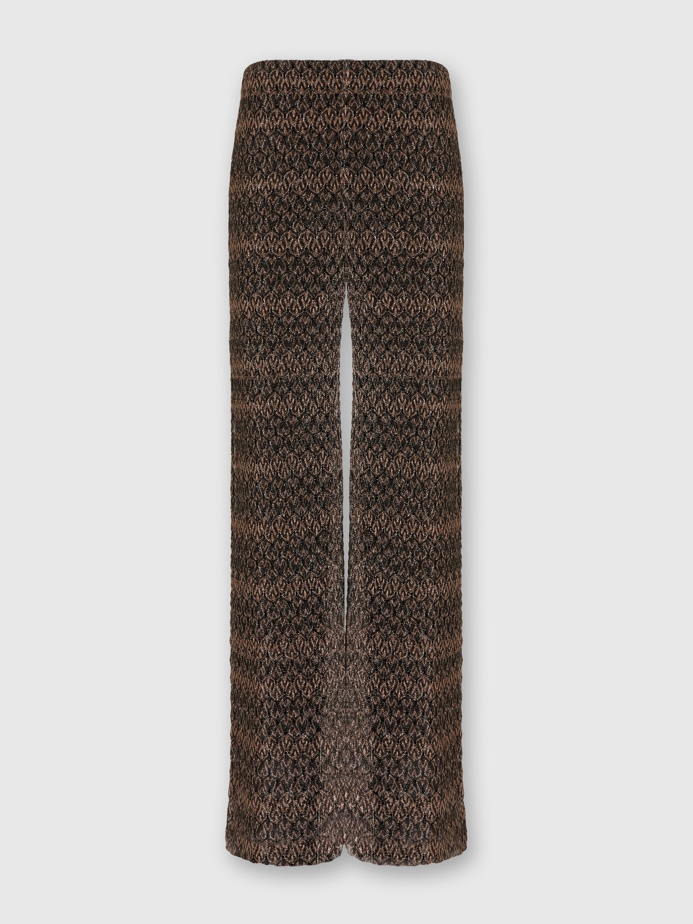 Palazzo-pants with lamé lace motif, Black & Multicoloured  - 0