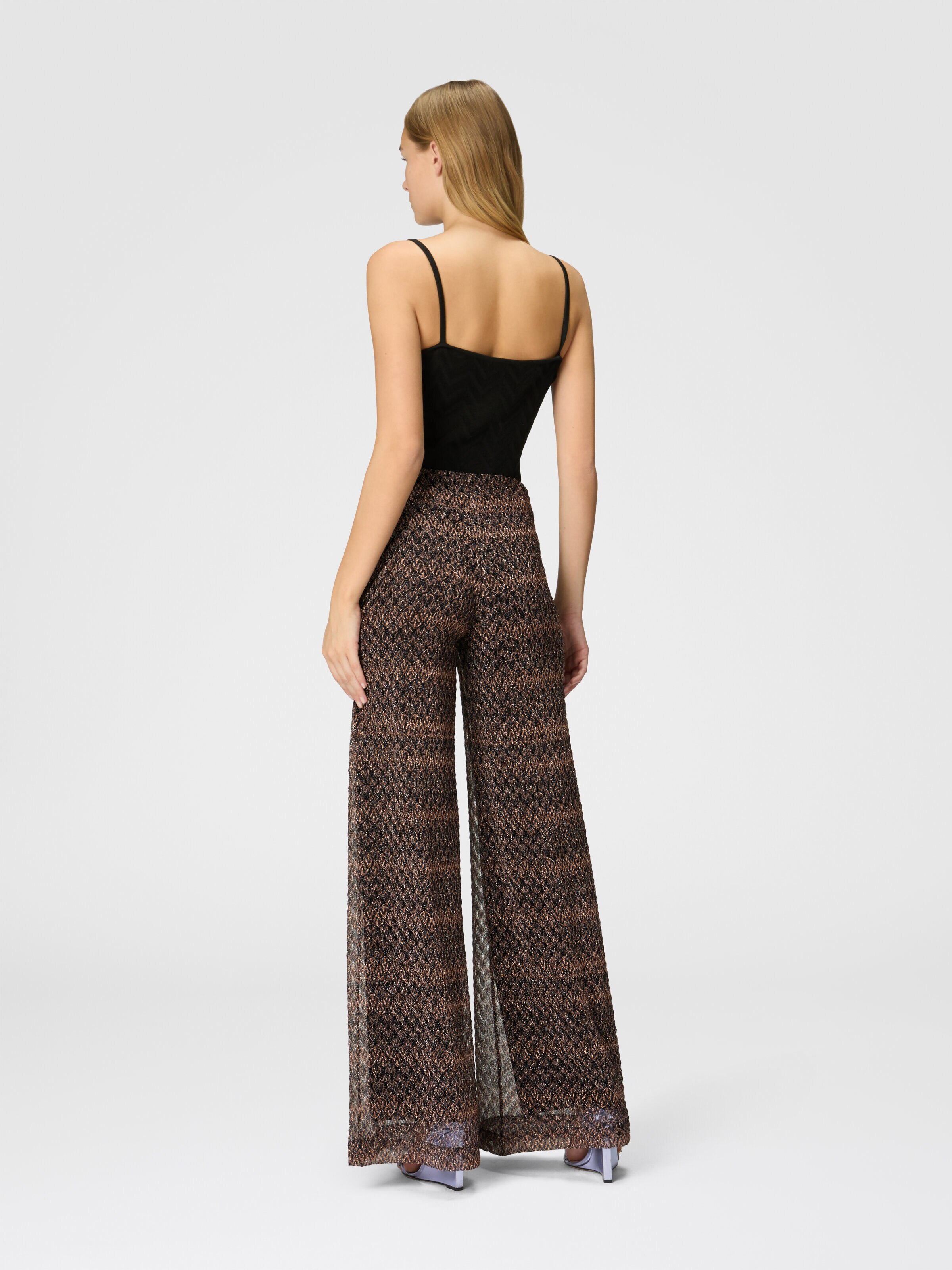 Palazzo-pants with lamé lace motif, Black & Multicoloured  - 2