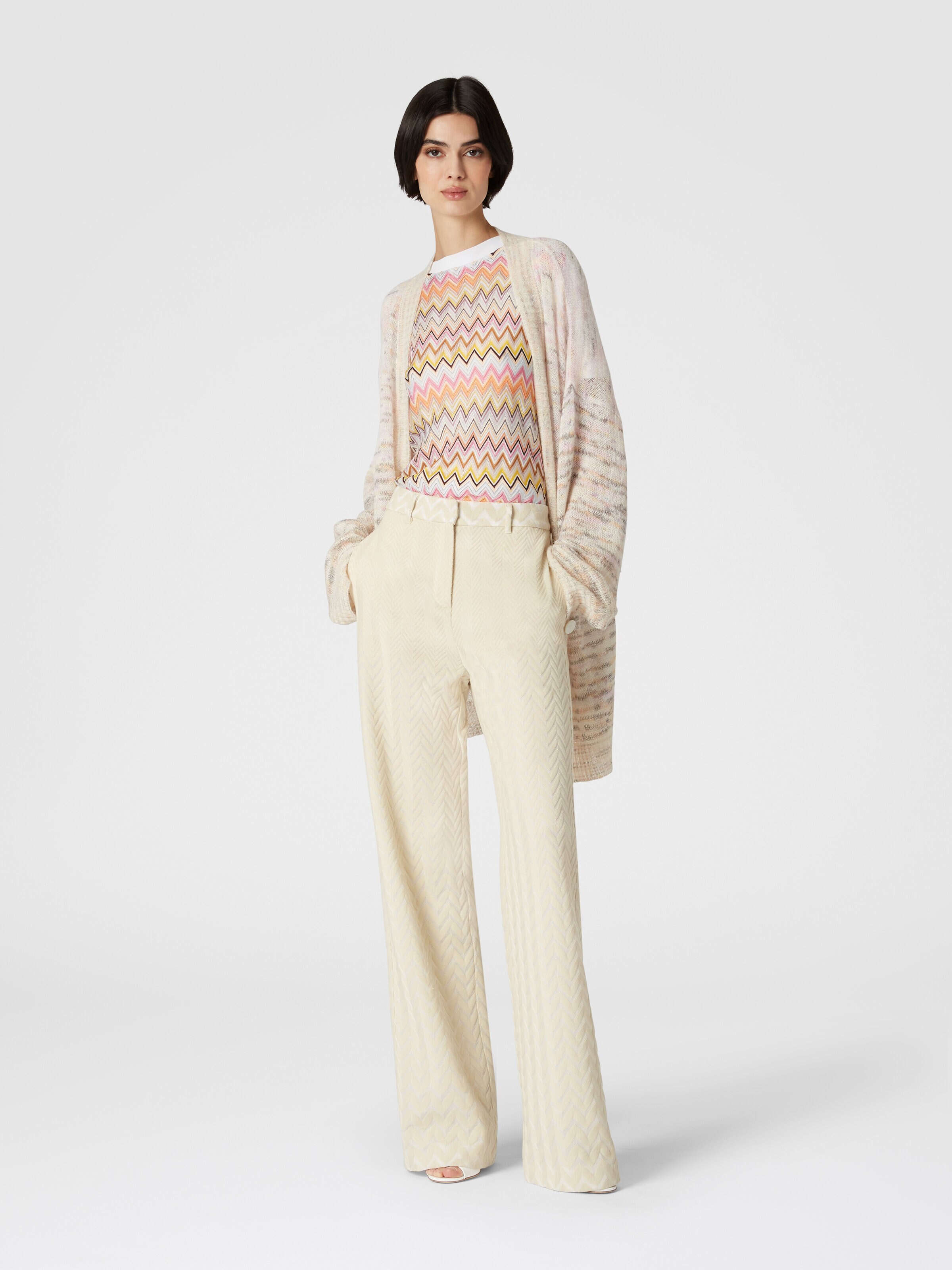 Classic zigzag cotton and viscose trousers, Grey - 1