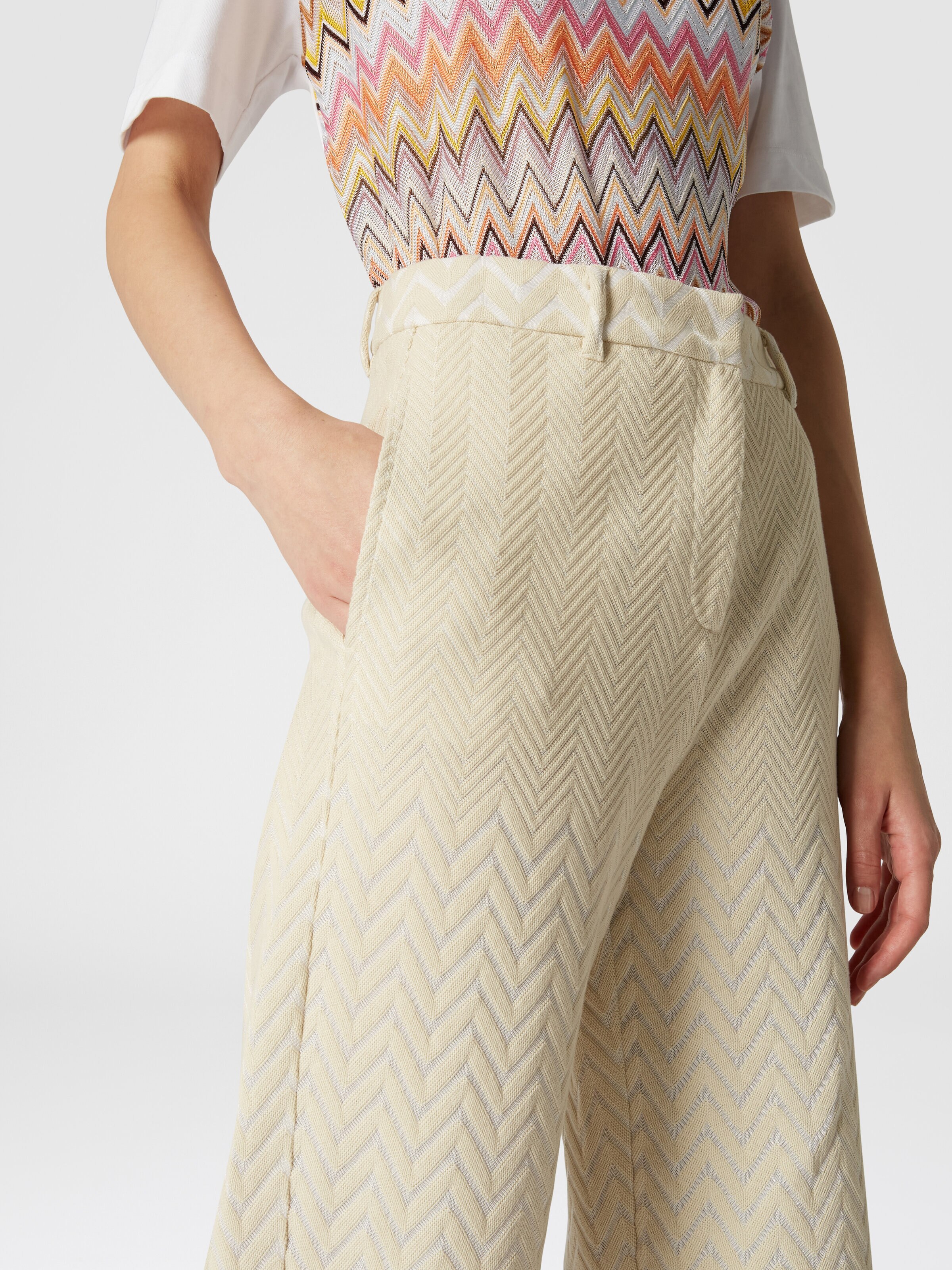 Classic zigzag cotton and viscose trousers, Grey - 4