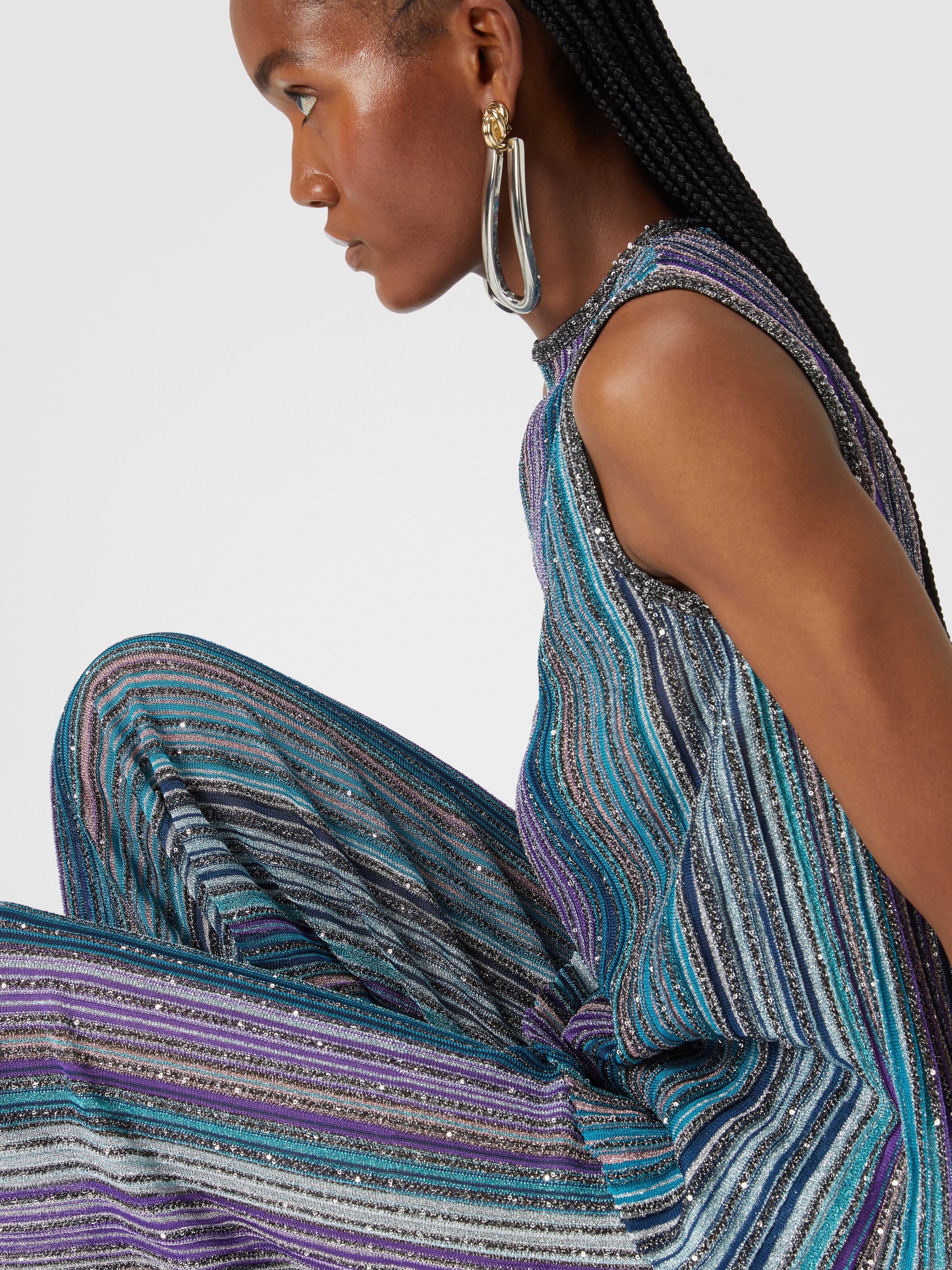 Ribbed trousers with sequins, Multicoloured  - 3
