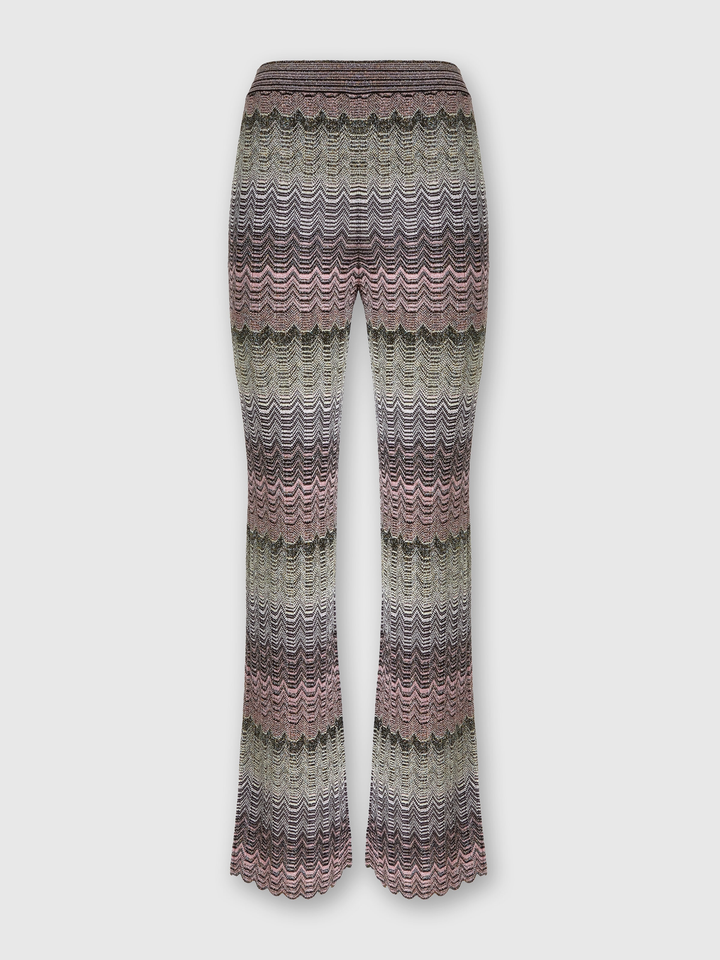 Pantalón recto con lamé en zigzag con estampado de reflejos, Multicolor  - 0
