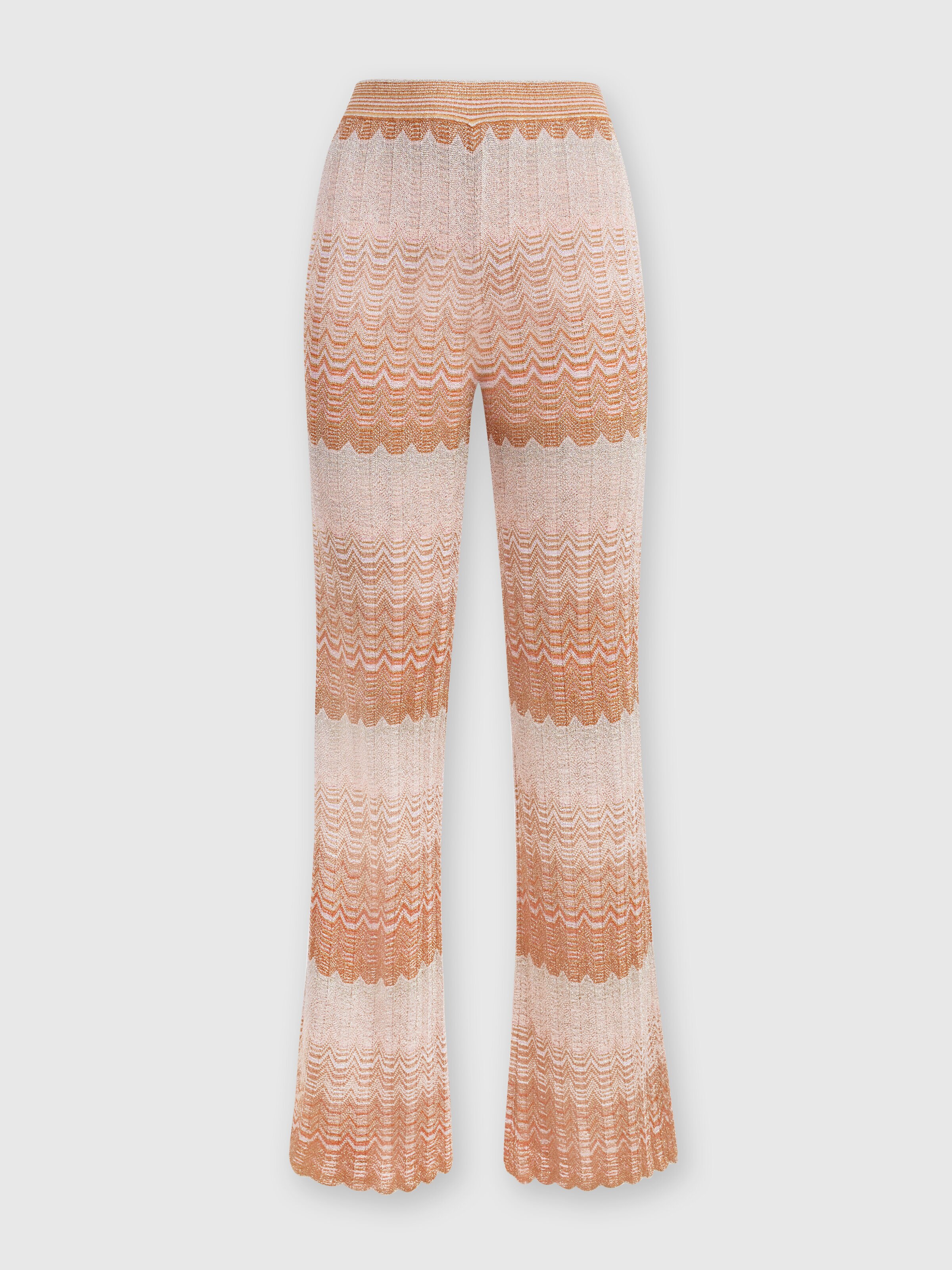 Straight trousers with glare-patterned zig zag lamé, Multicoloured  - 0