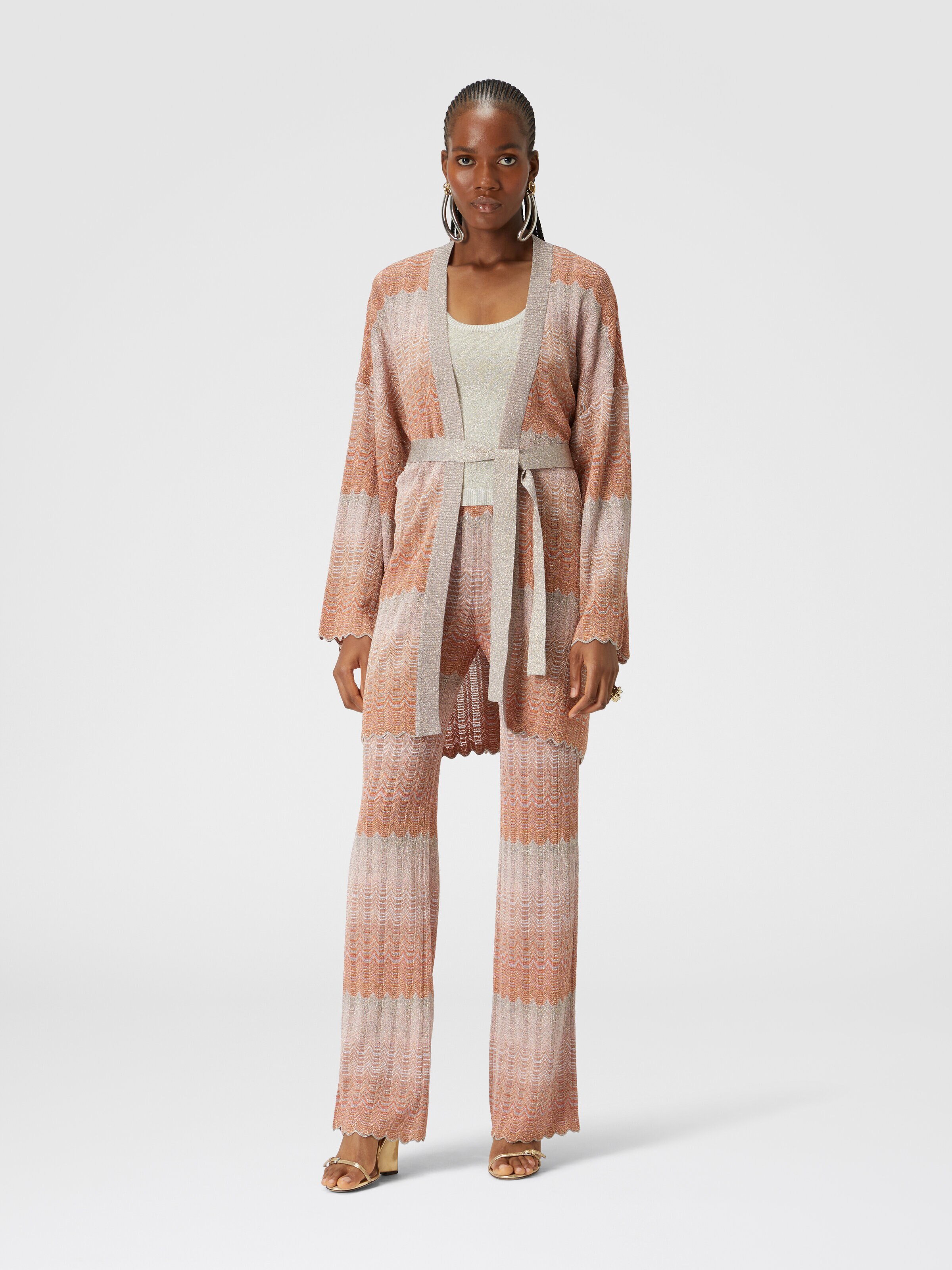 Straight trousers with glare-patterned zig zag lamé, Multicoloured  - 1