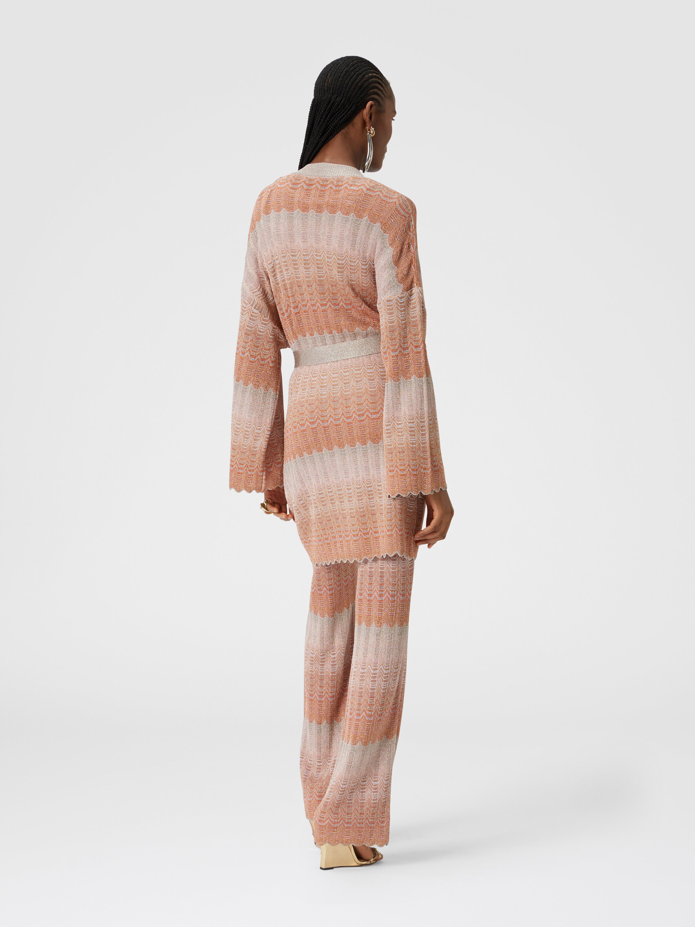 Straight trousers with glare-patterned zig zag lamé, Multicoloured  - 2