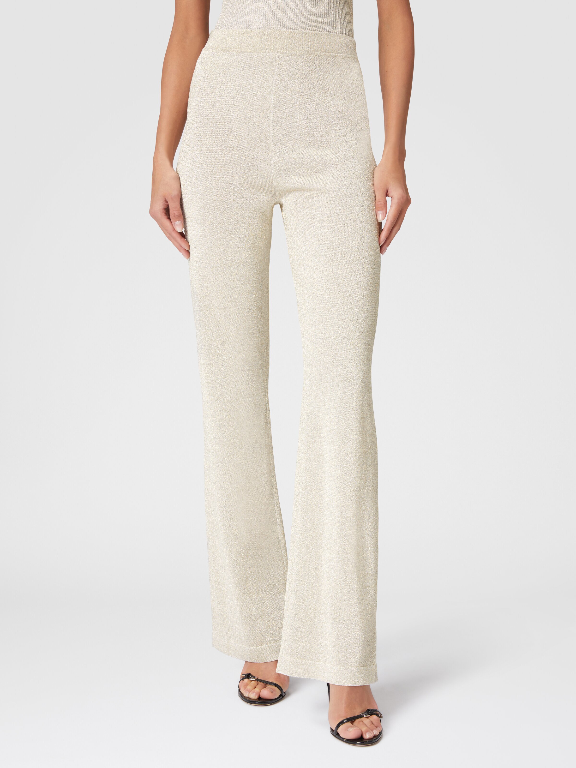Pantalon droit en viscose effet pailleté, Blanc & Or - 3