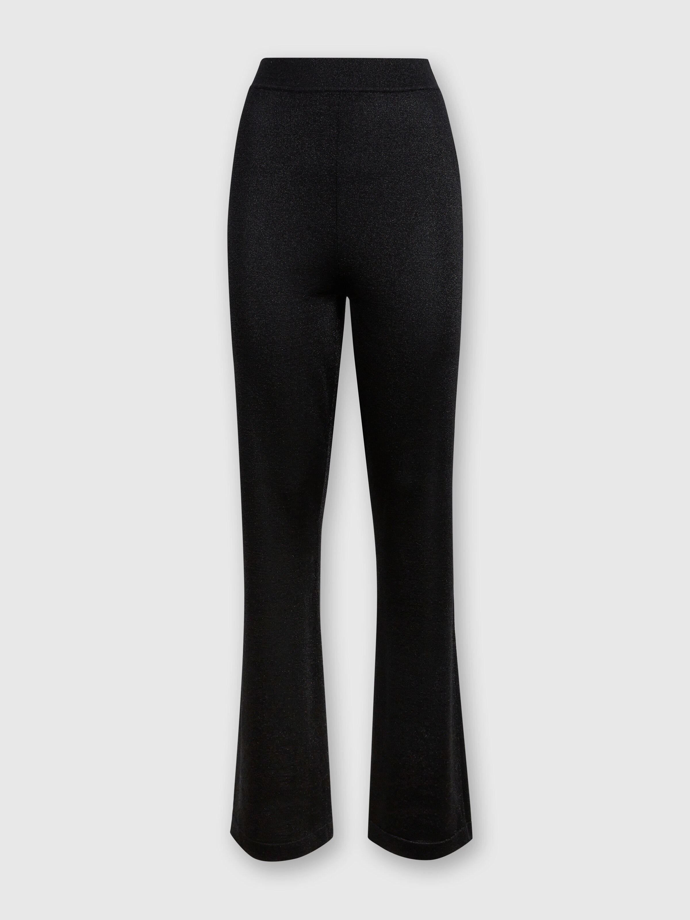 Glitter-effect viscose straight trousers, Black    - 0