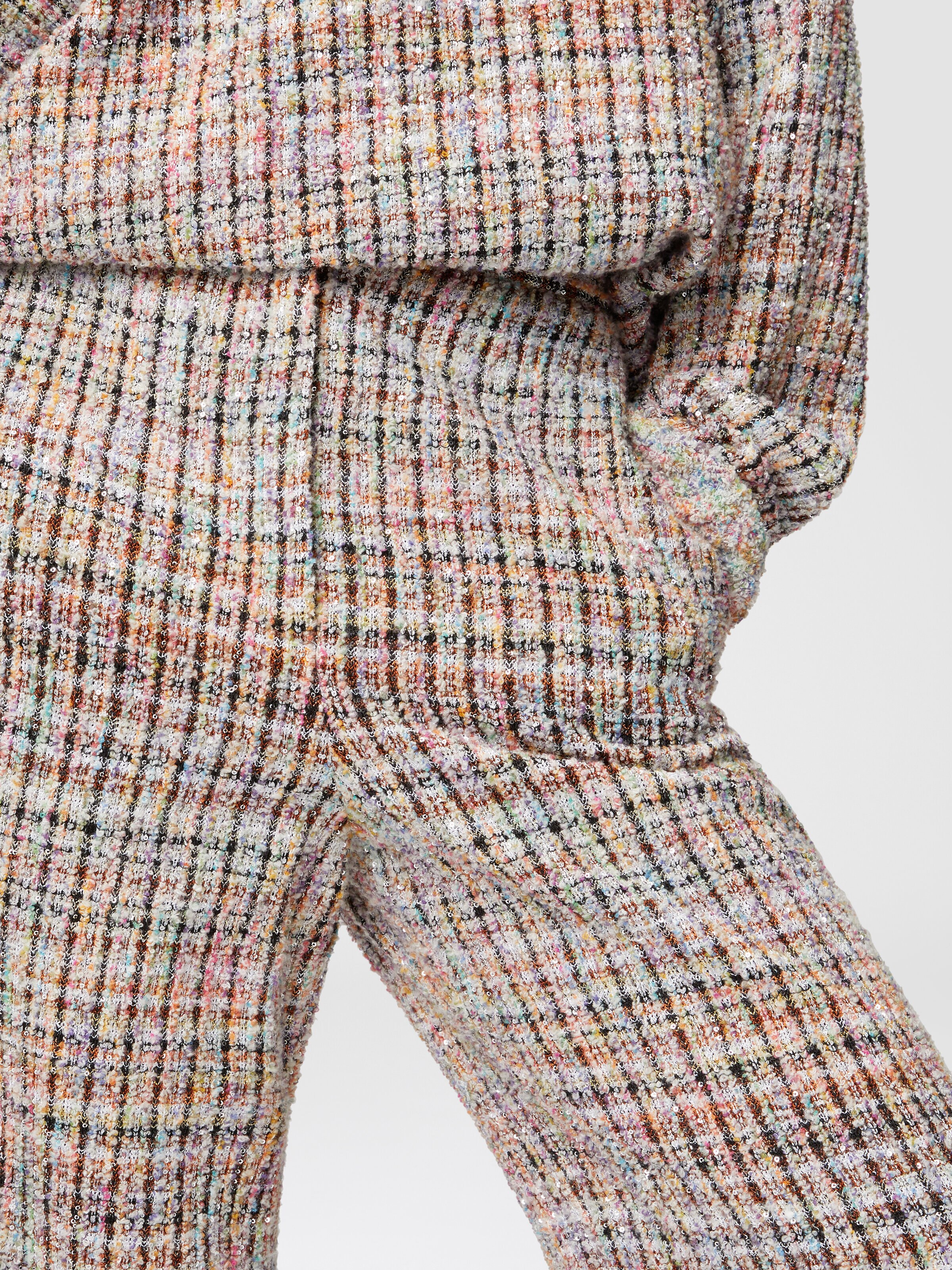 Bouclé checkered trousers with sequins, Multicoloured  - 4